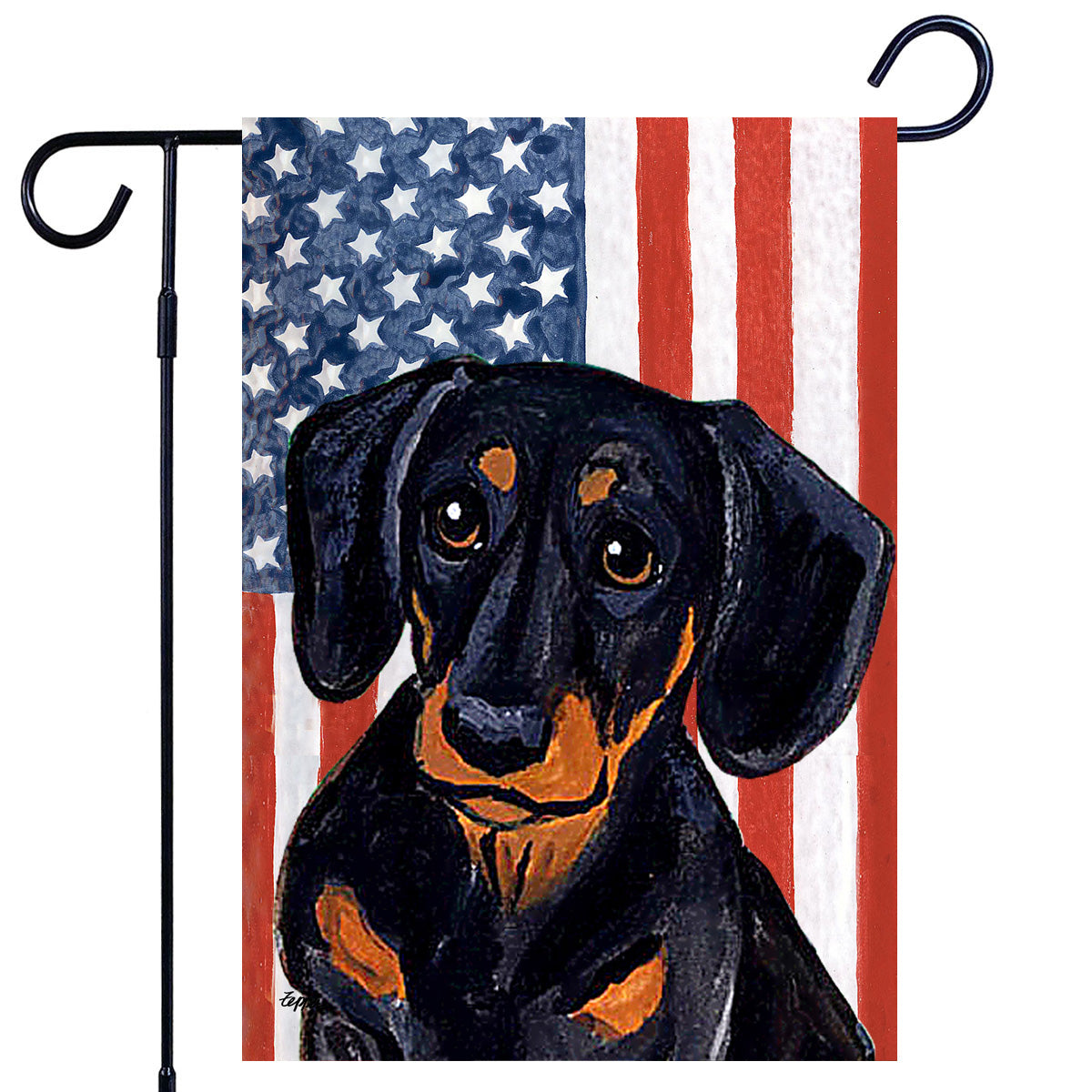 Black and Tan Dachshund Americana Garden Flag