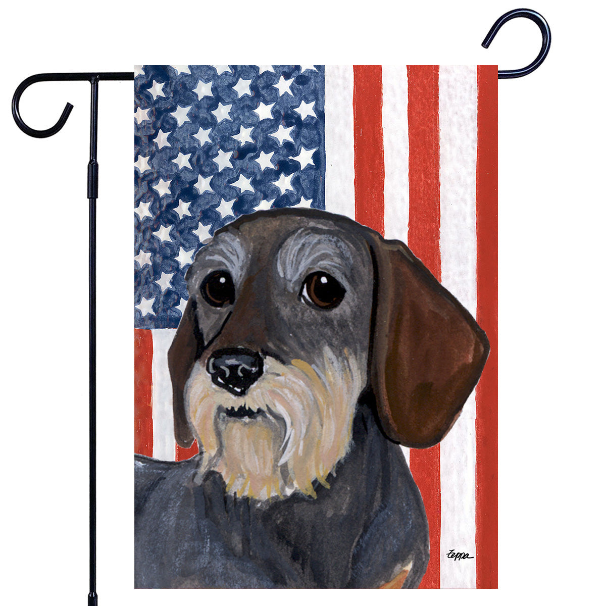 Wirehaired Dachshund Americana Garden Flag