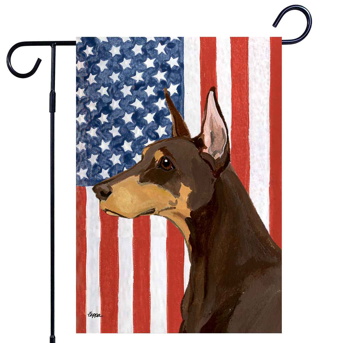 Red Doberman Pinscher Americana Garden Flag