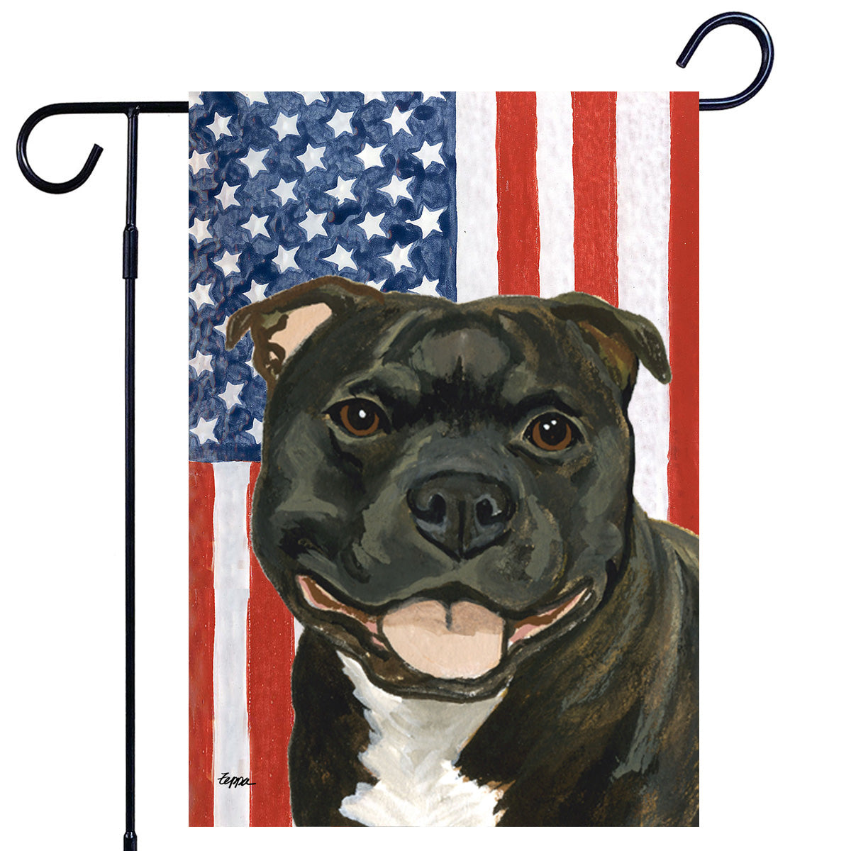 Brindle English Staffordshire Terrier Americana Garden Flag