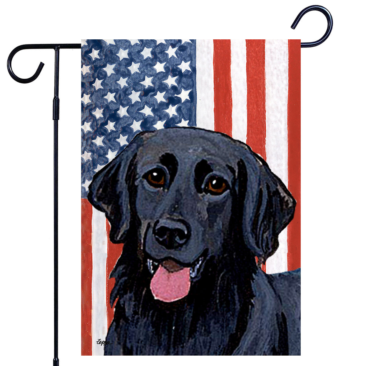 Flat Coated Retriever Americana Garden Flag