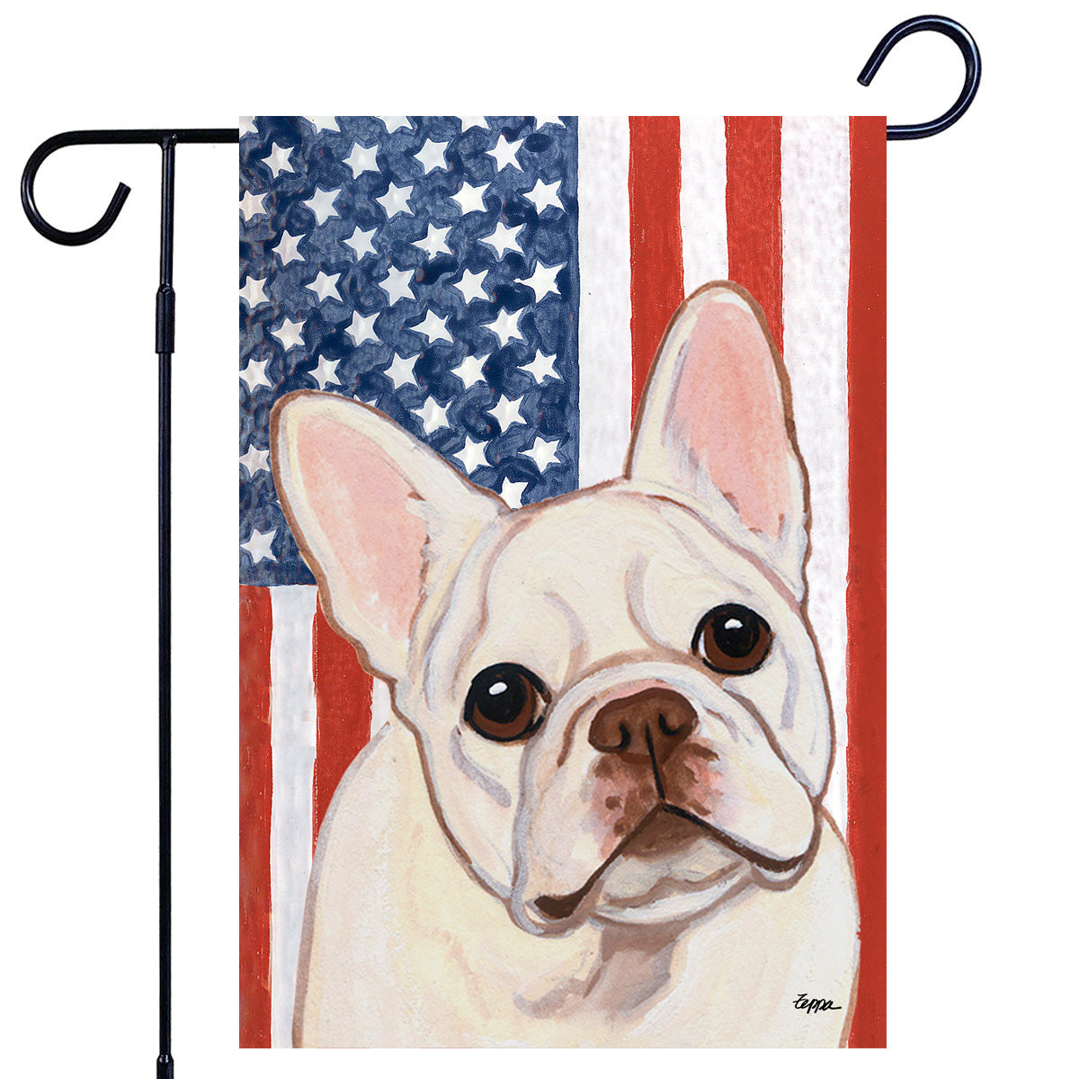 Cream French Bulldog Americana Garden Flag