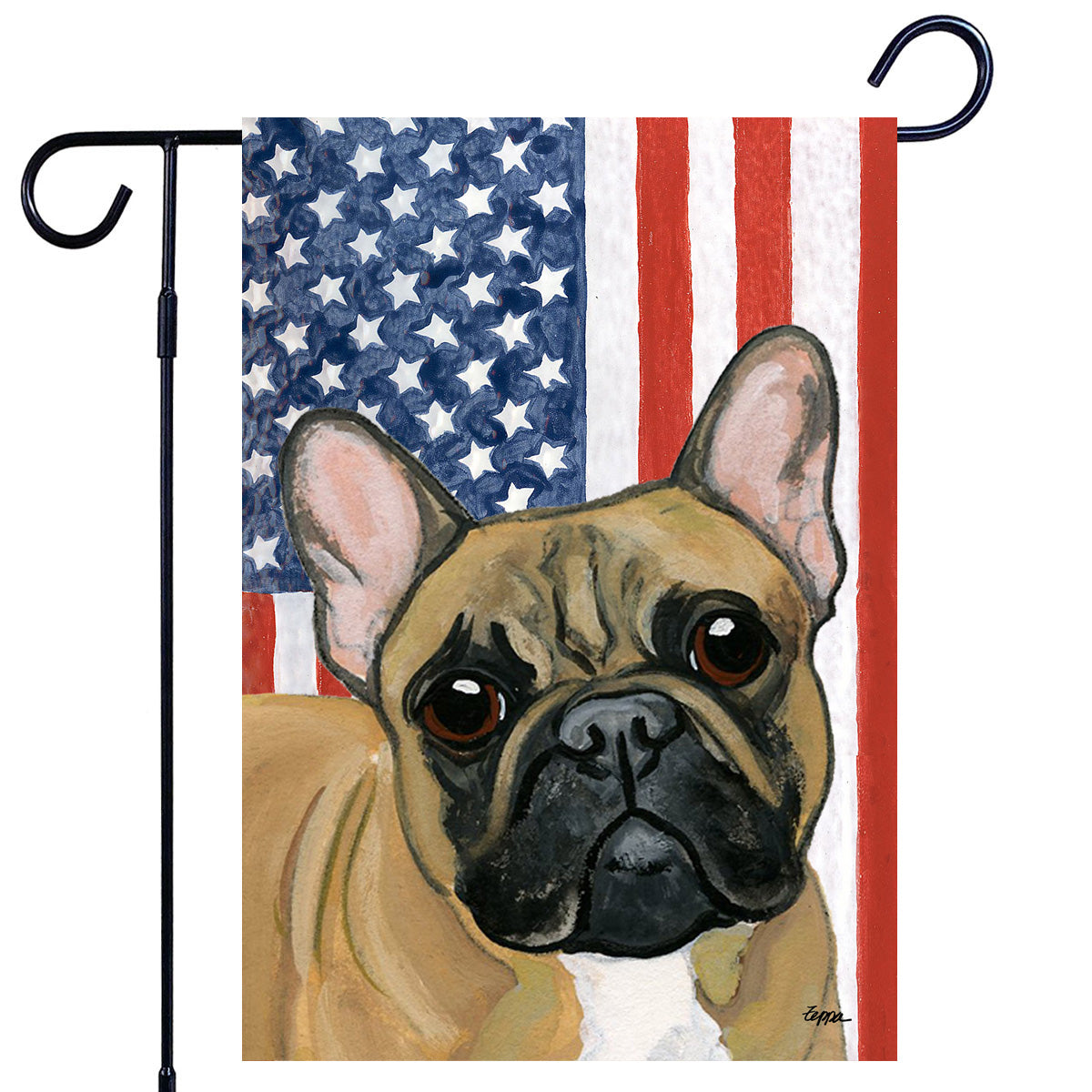 Fawn French Bulldog Americana Garden Flag