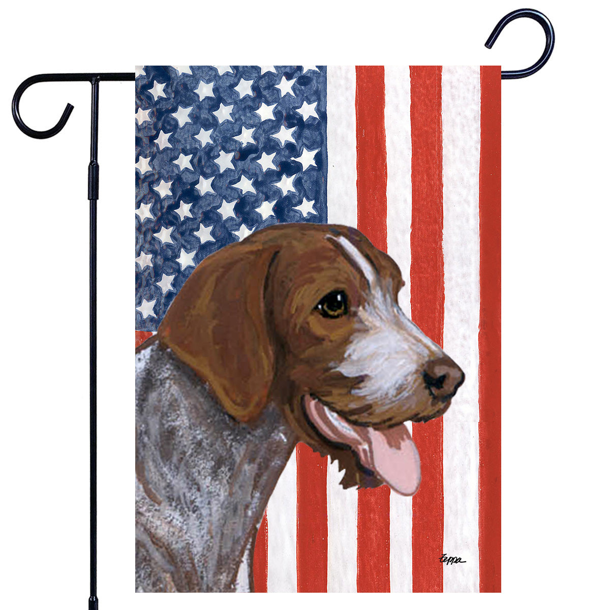 German Wirehaired Pointer Americana Garden Flag