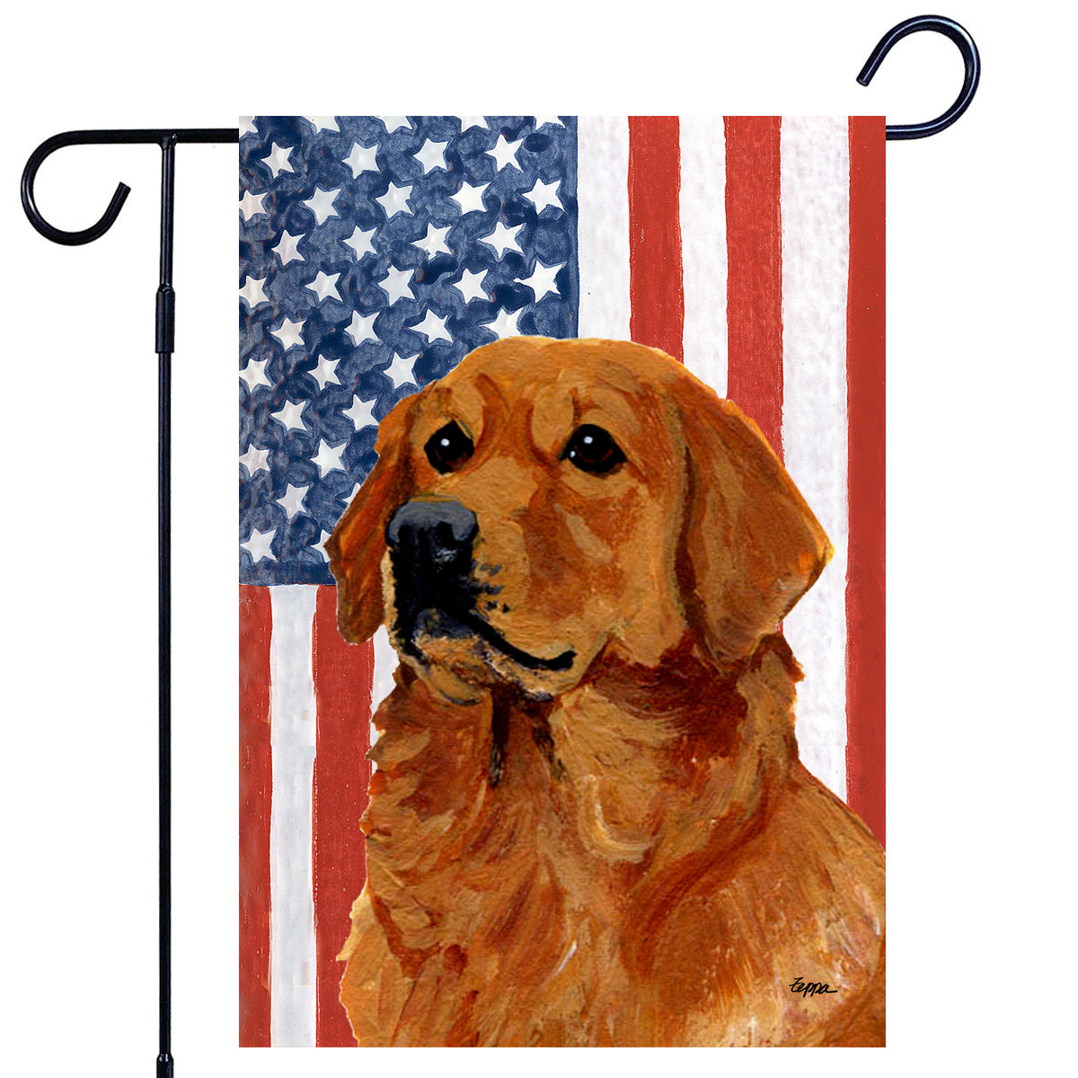 Golden Retriever Sitting Americana Garden Flag