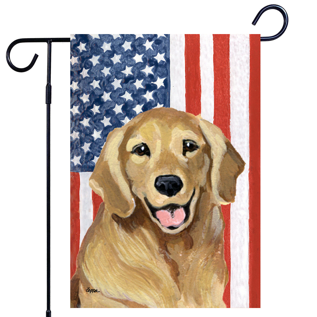 Golden Retriever Smiling Americana Garden Flag