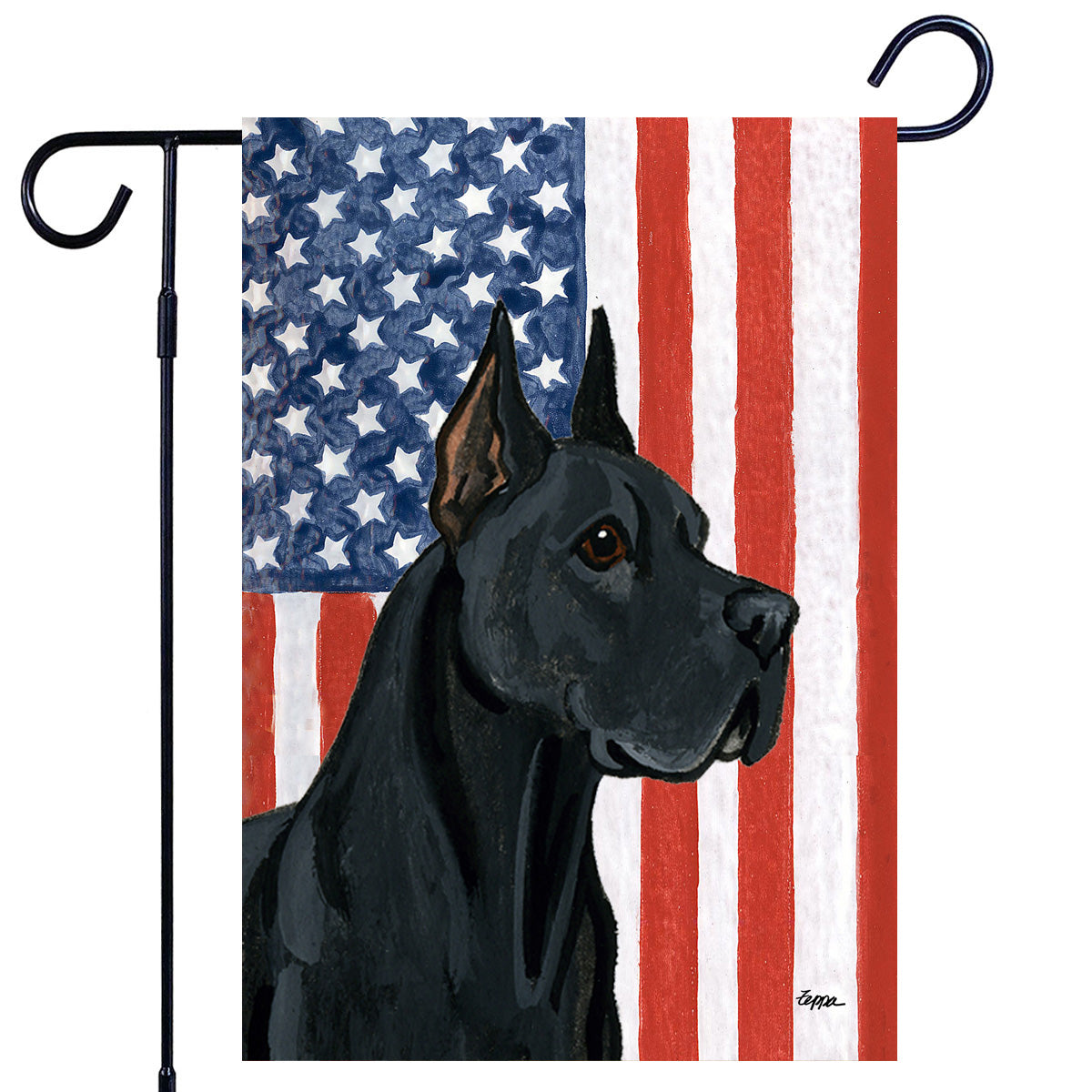 Black Great Dane Americana Garden Flag