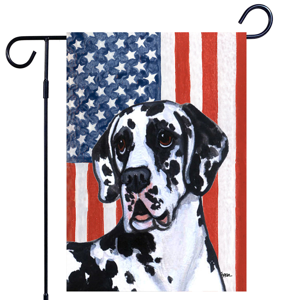 Harlequin Great Dane Americana Garden Flag