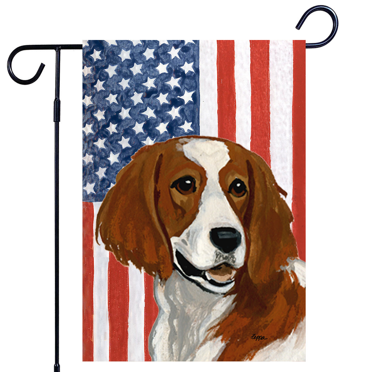 Irish Red & White Setter Americana Garden Flag