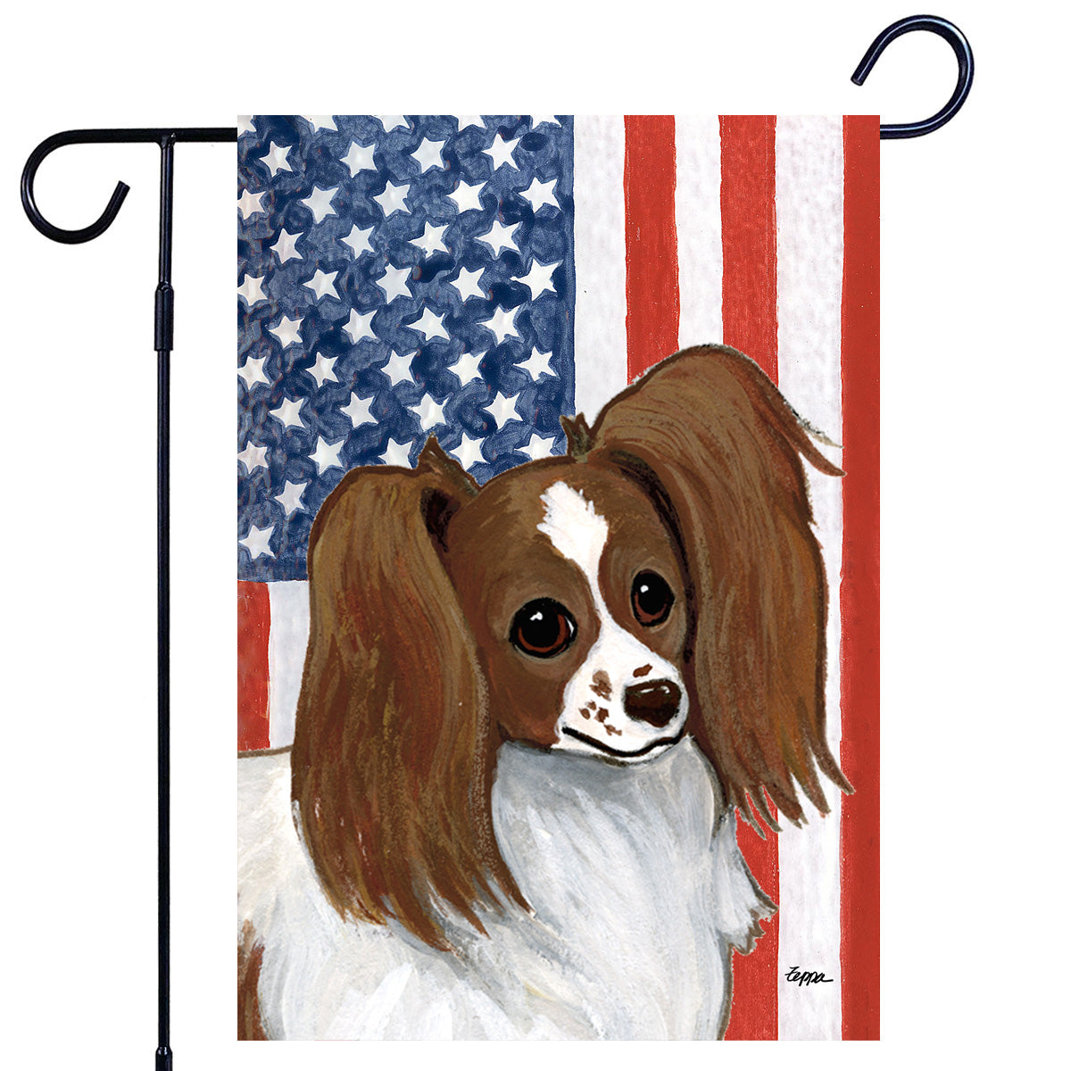 Red and White Papillon Americana Garden Flag