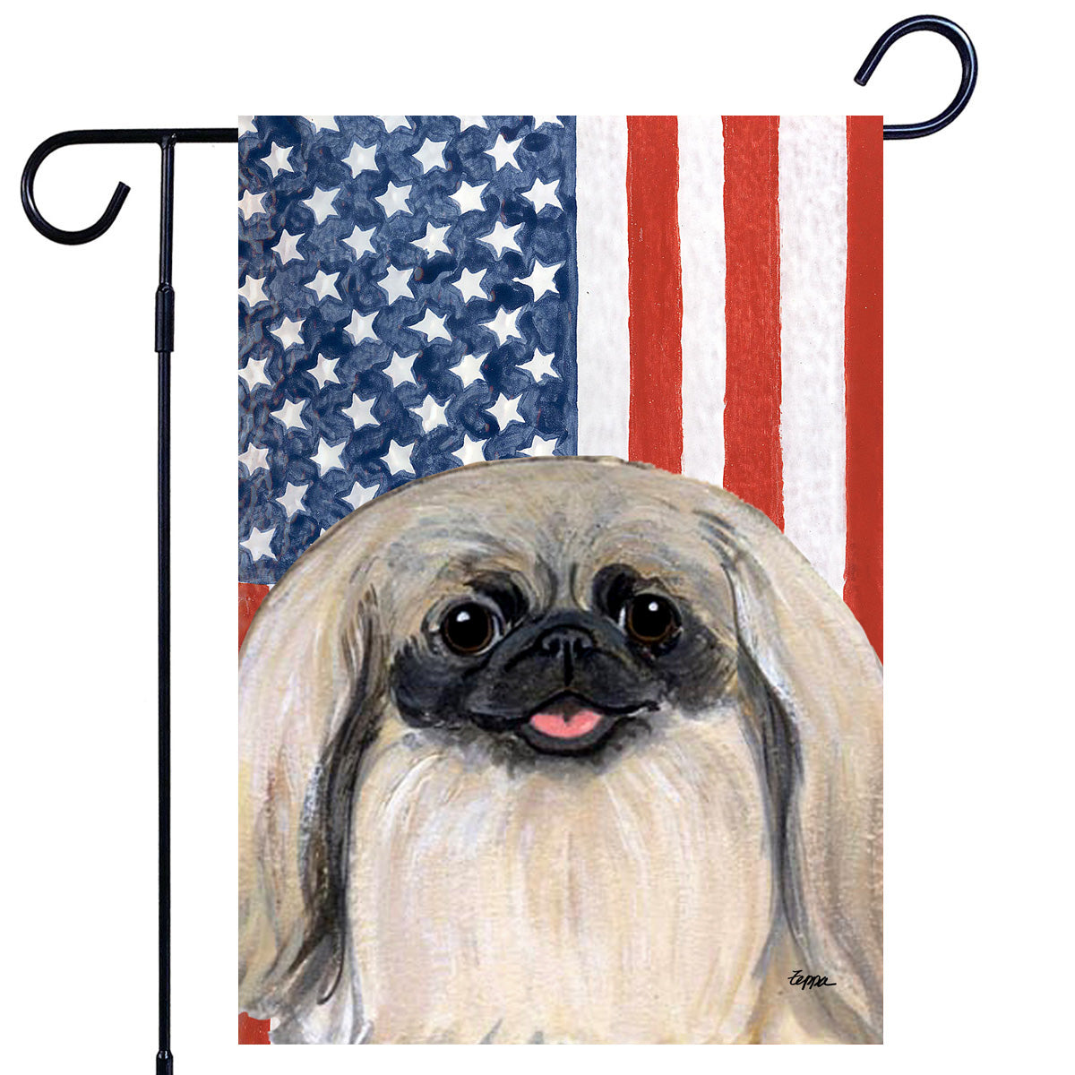 Pekingese Americana Garden Flag