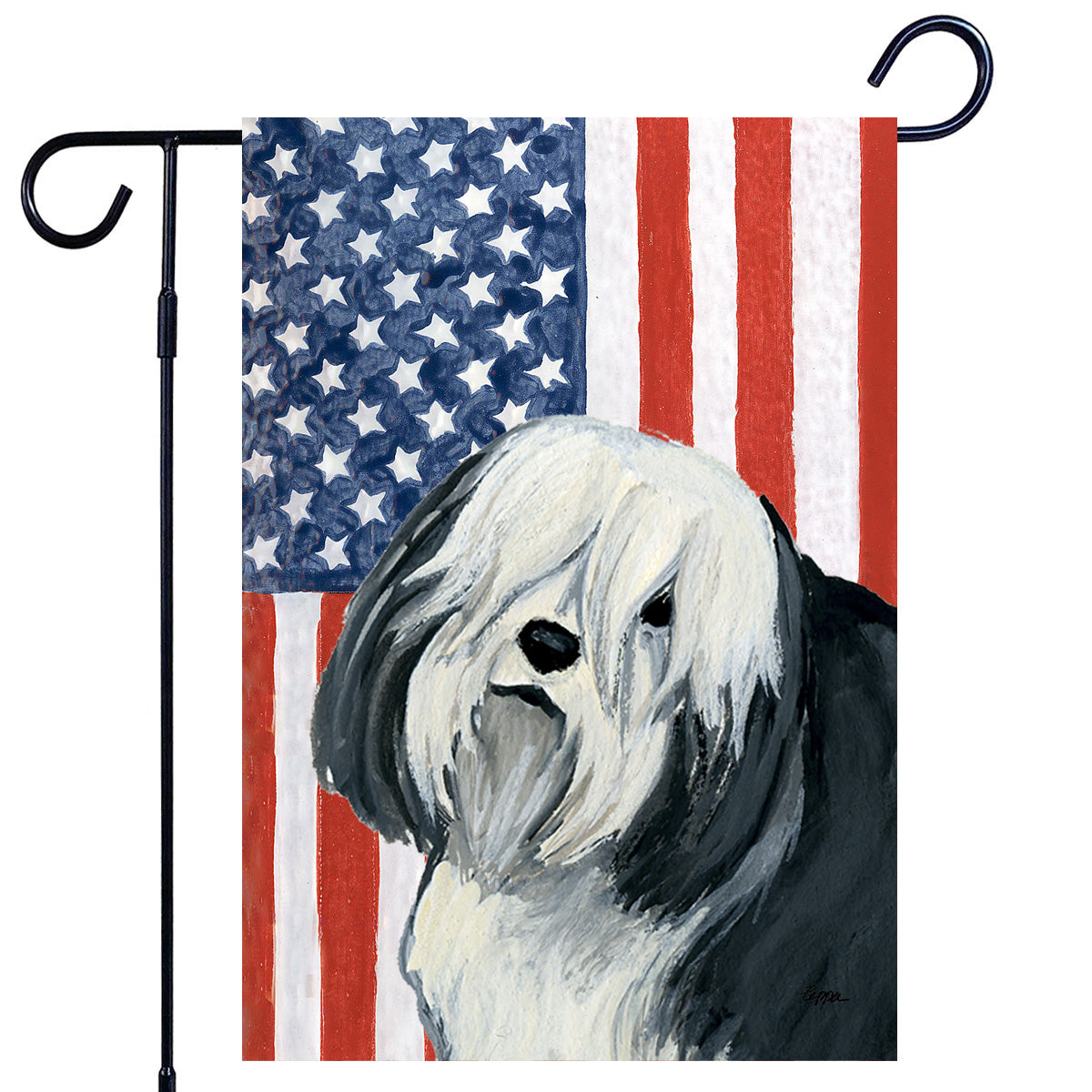 Polish Lowland Sheepdog Americana Garden Flag