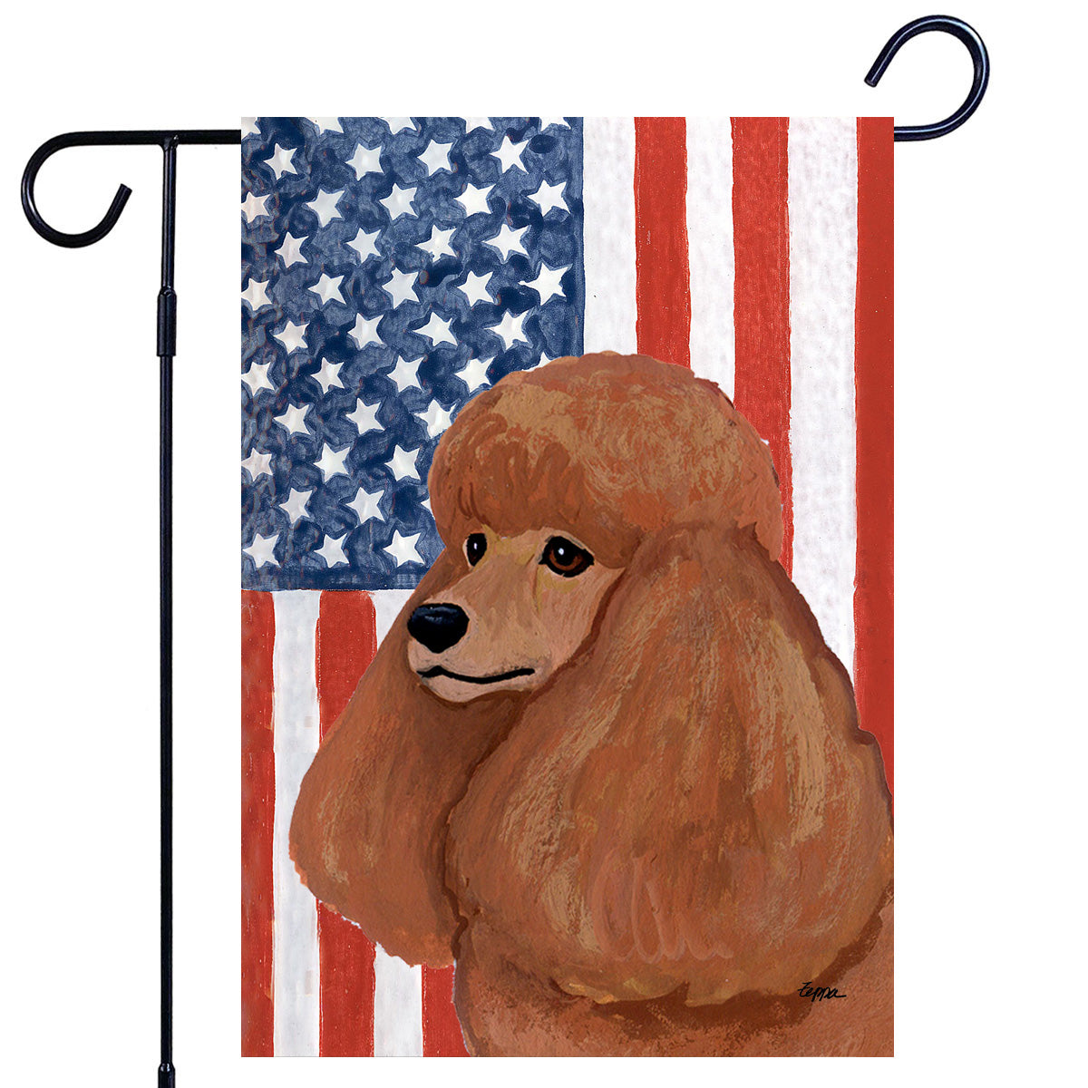 Apricot Poodle Americana Garden Flag