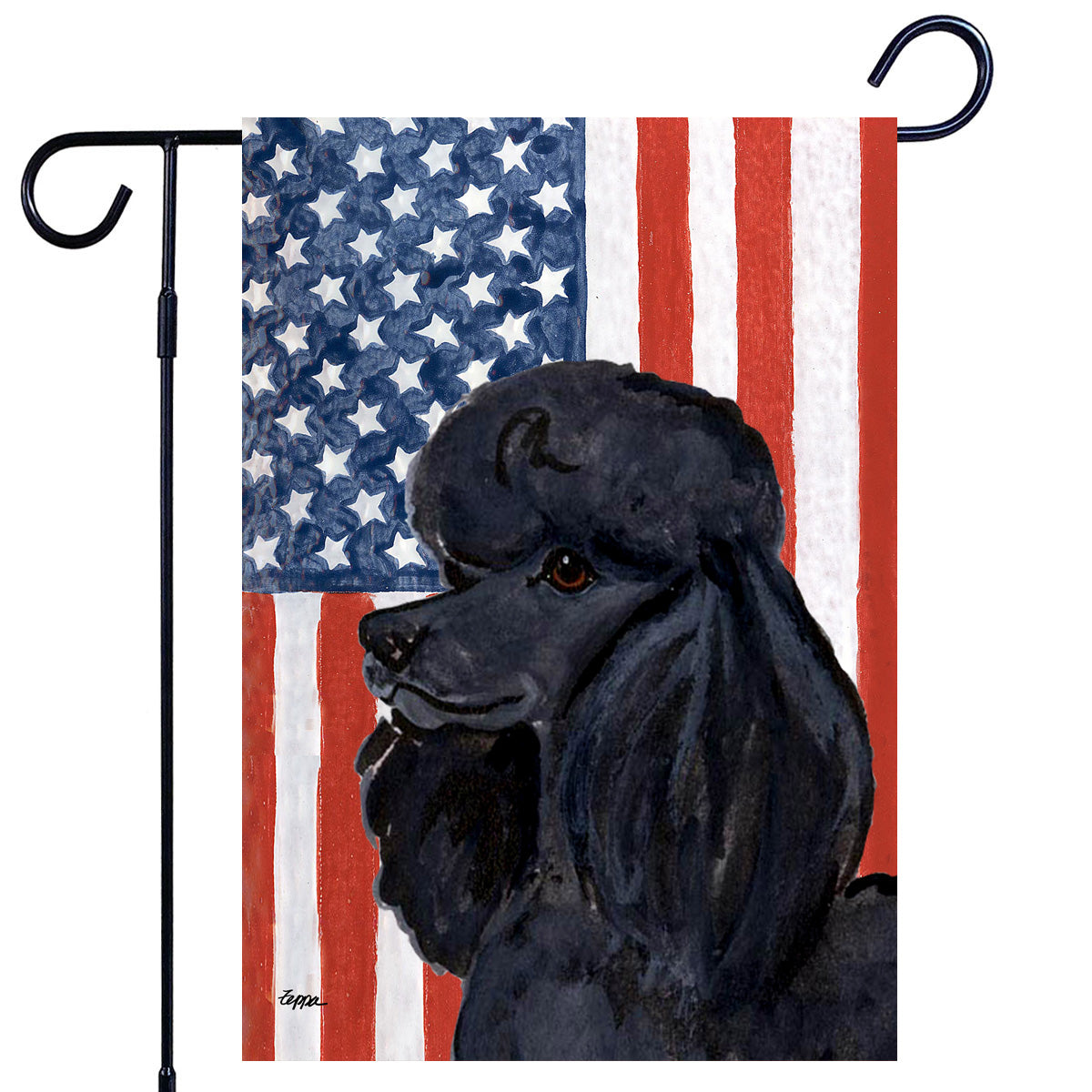 Black Poodle Americana Garden Flag