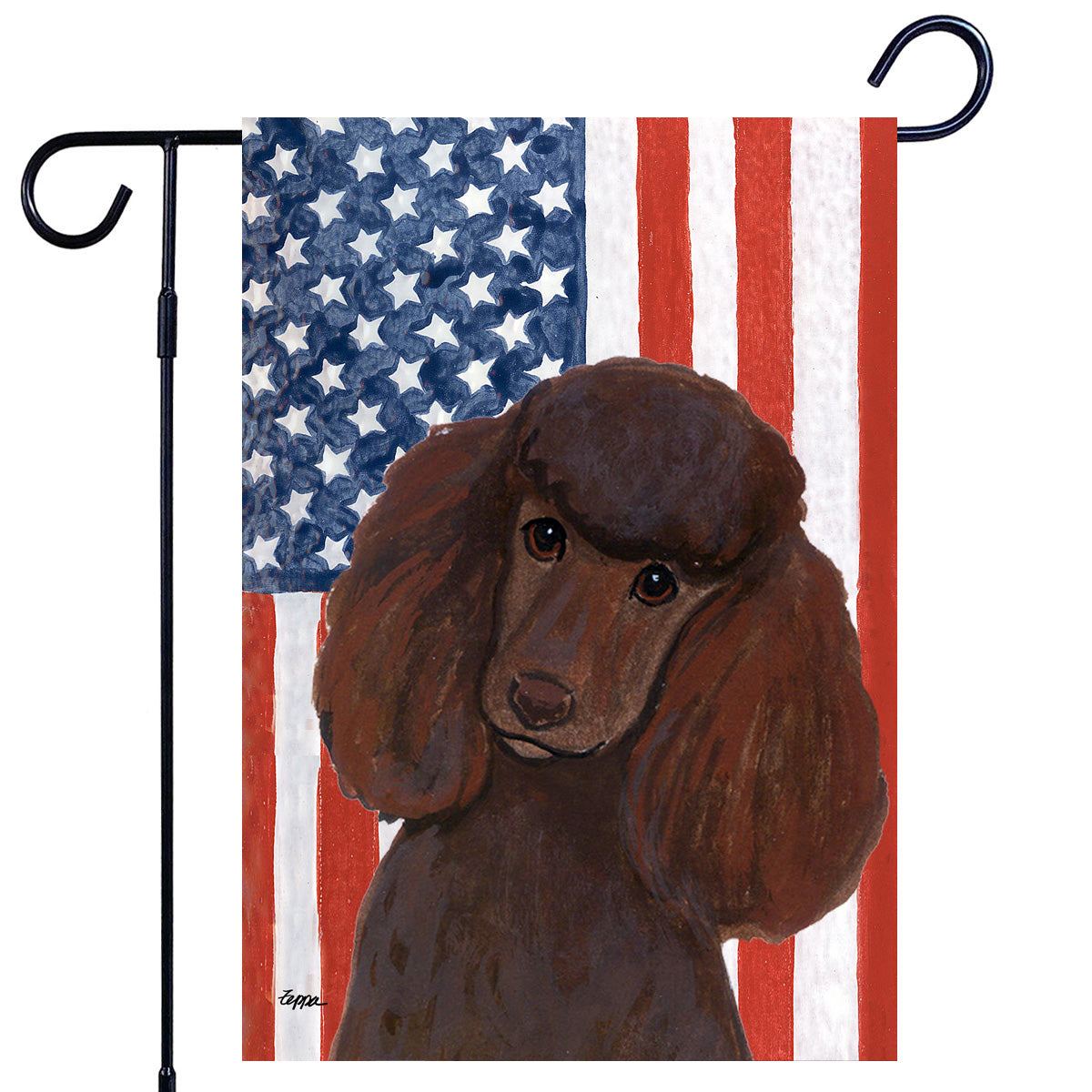 Chocolate Poodle Americana Garden Flag