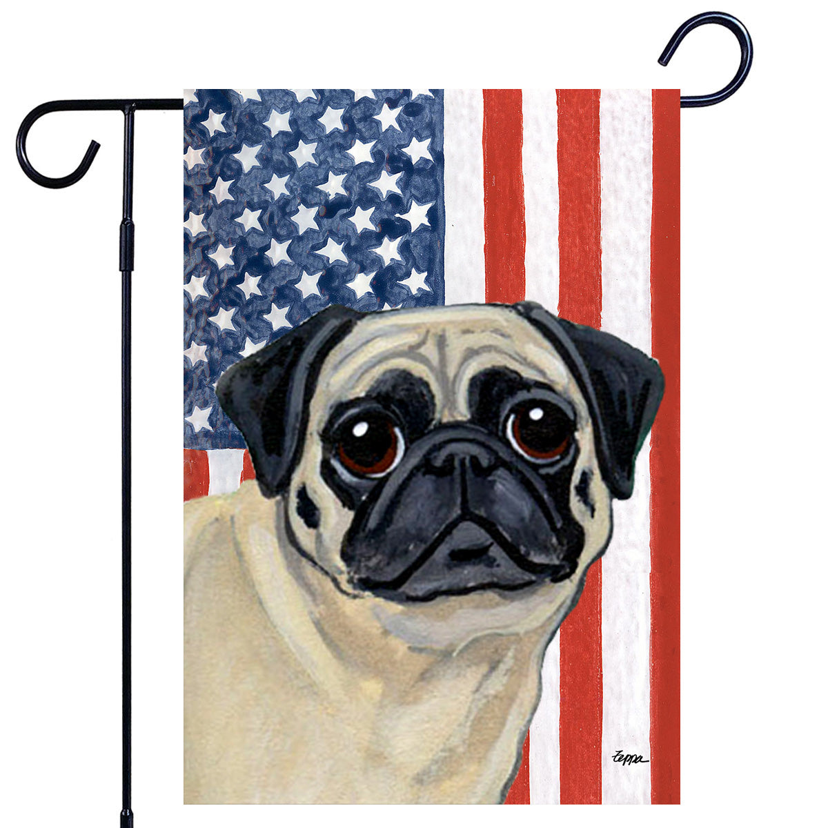 Pug Americana Garden Flag