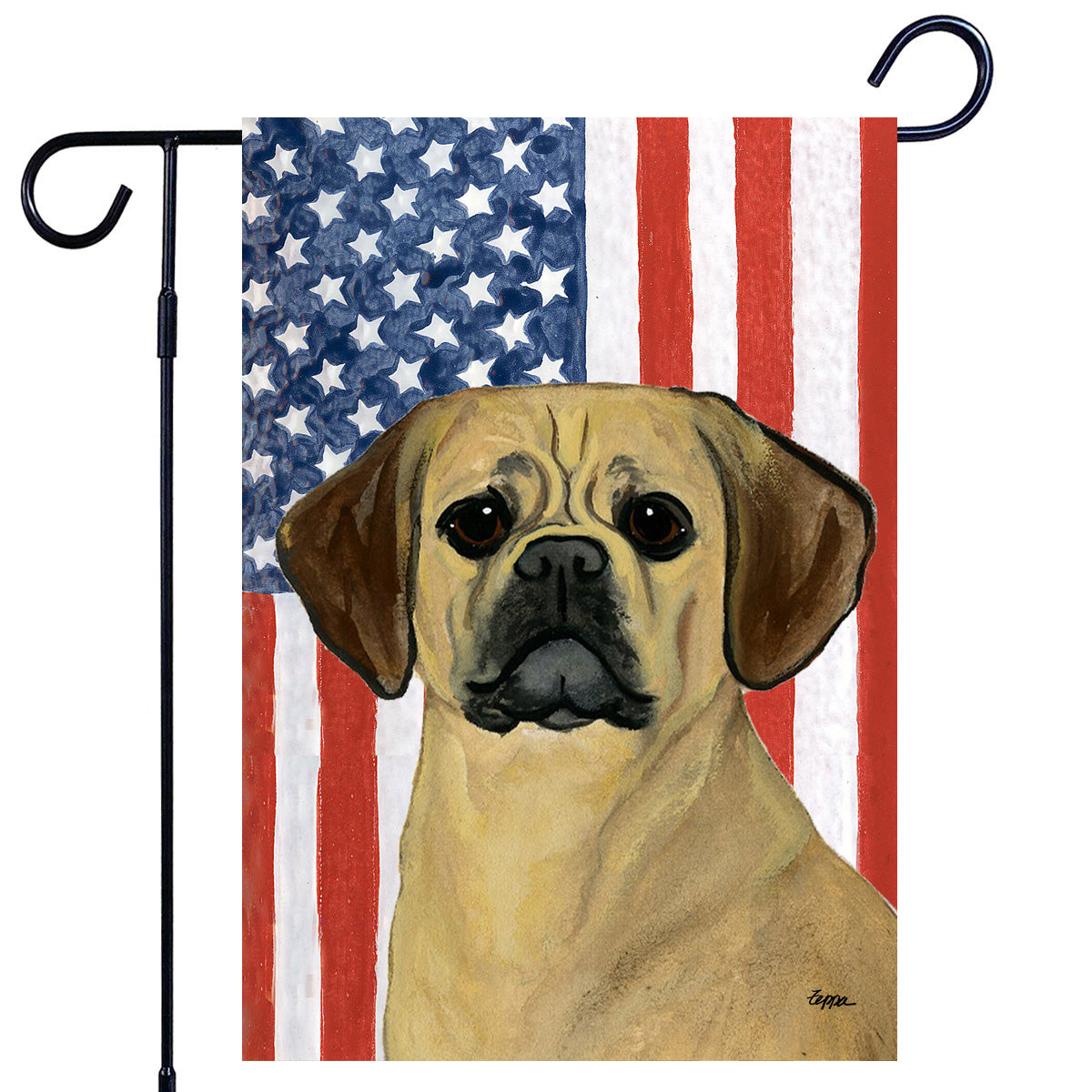 Puggle Americana Garden Flag