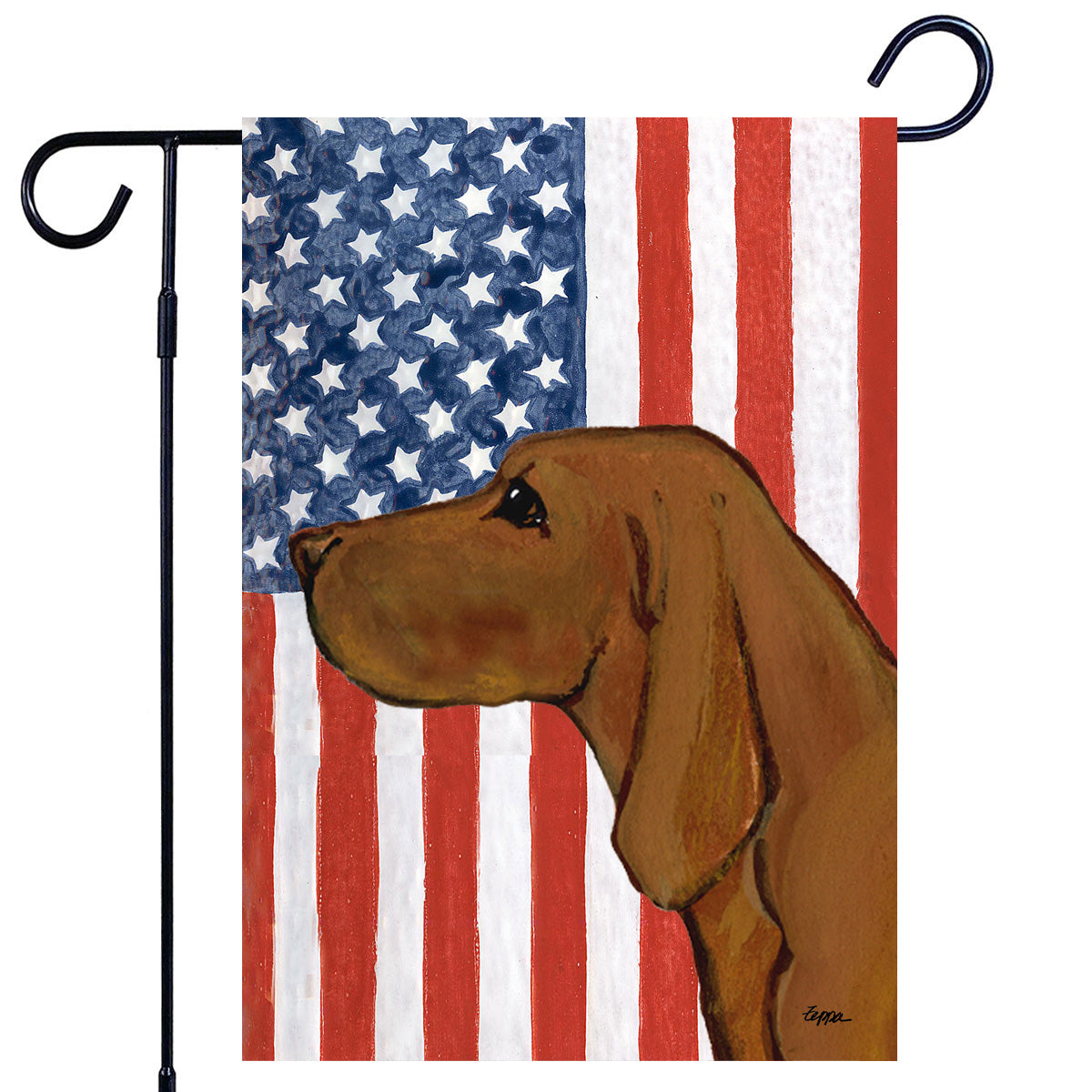 Redbone Coonhound Americana Garden Flag