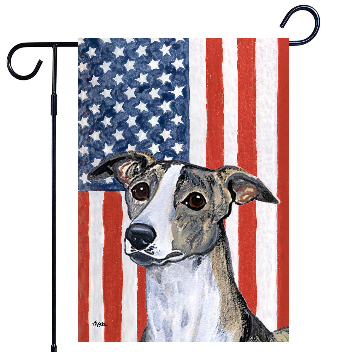 Whippet Americana Garden Flag