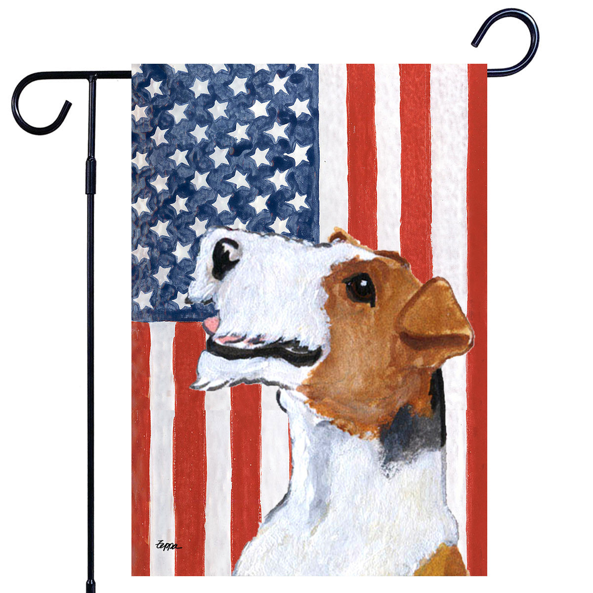 Wire Fox Terrier Americana Garden Flag