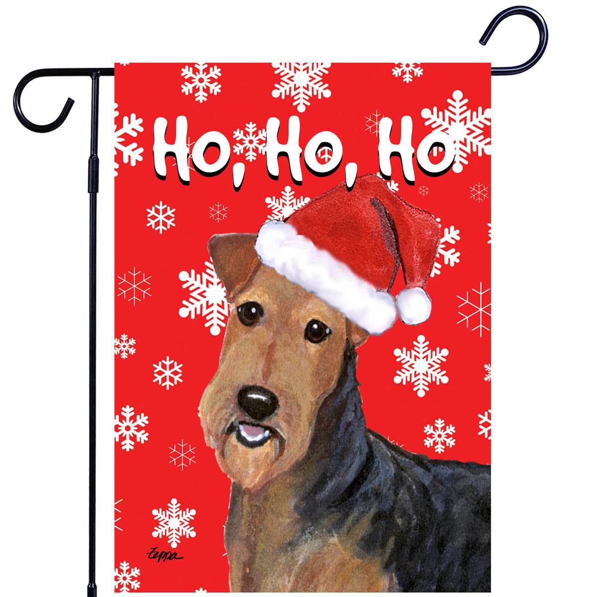 Airedale Ho Ho Ho Garden Flag