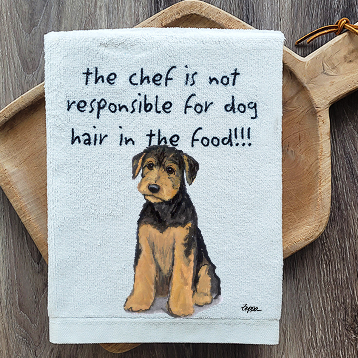 Pawsitively Adorable Airedale Puppy Kitchen Towel
