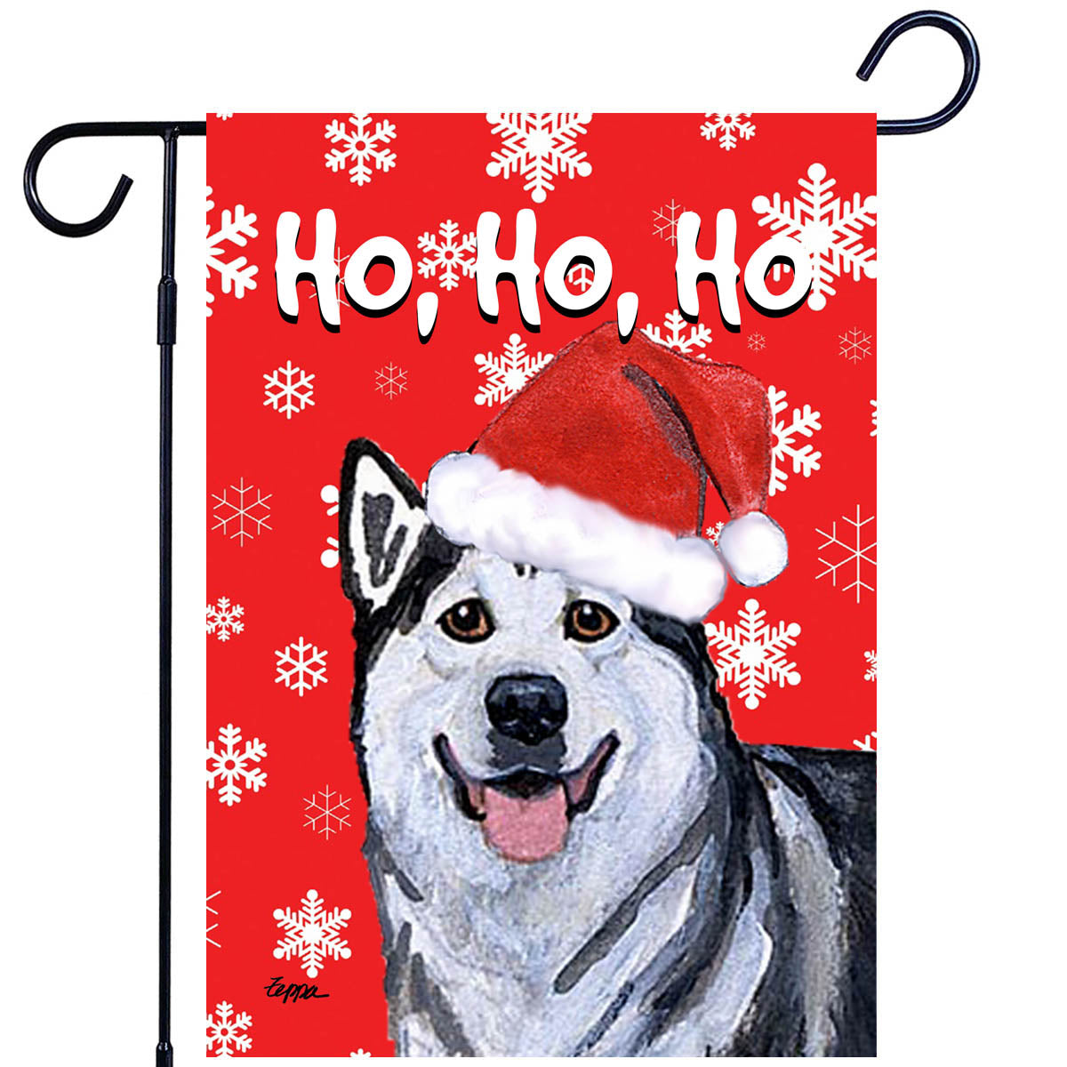 Alaskan Malamute Ho Ho Ho Garden Flag