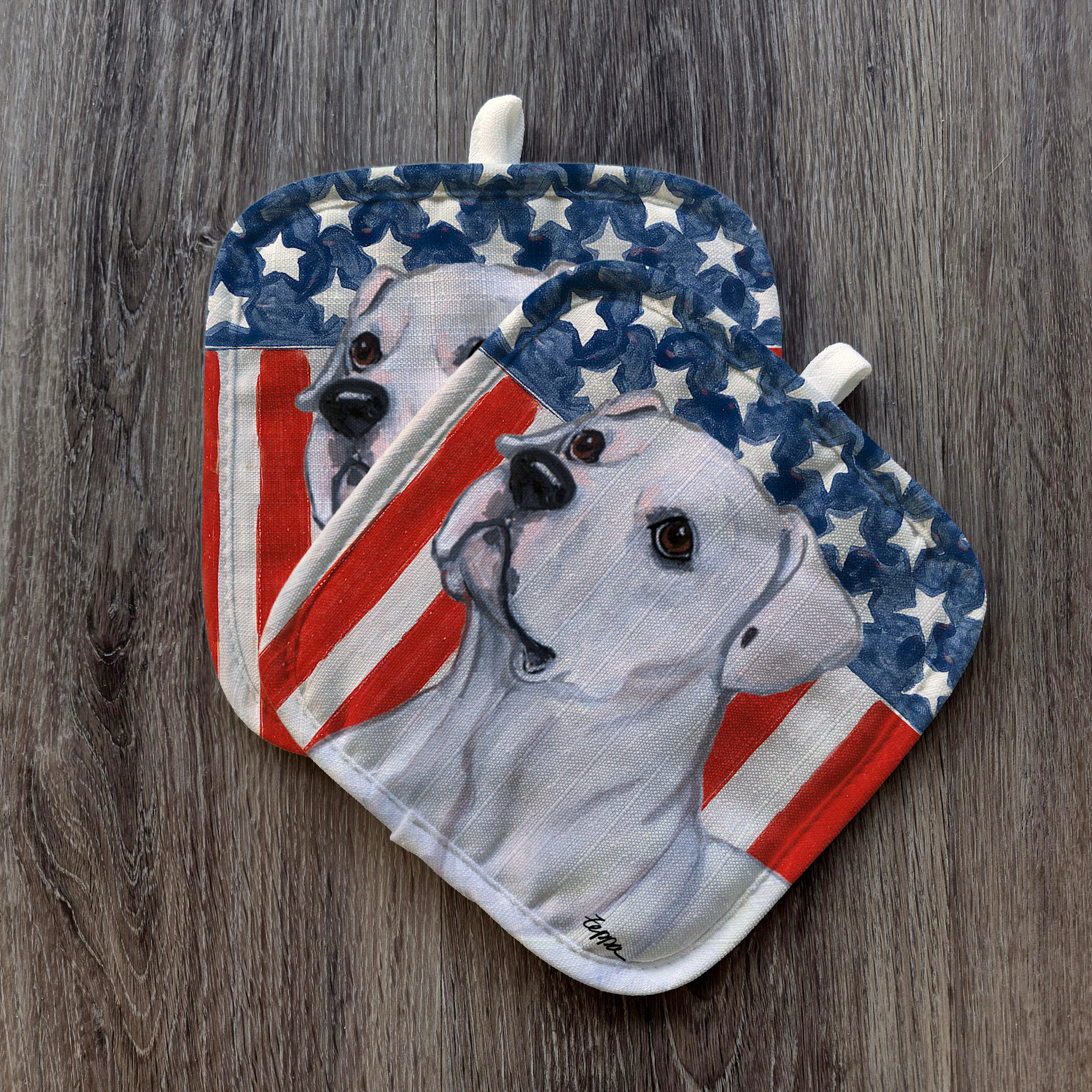 American Bulldog Americana Pot Holder Set