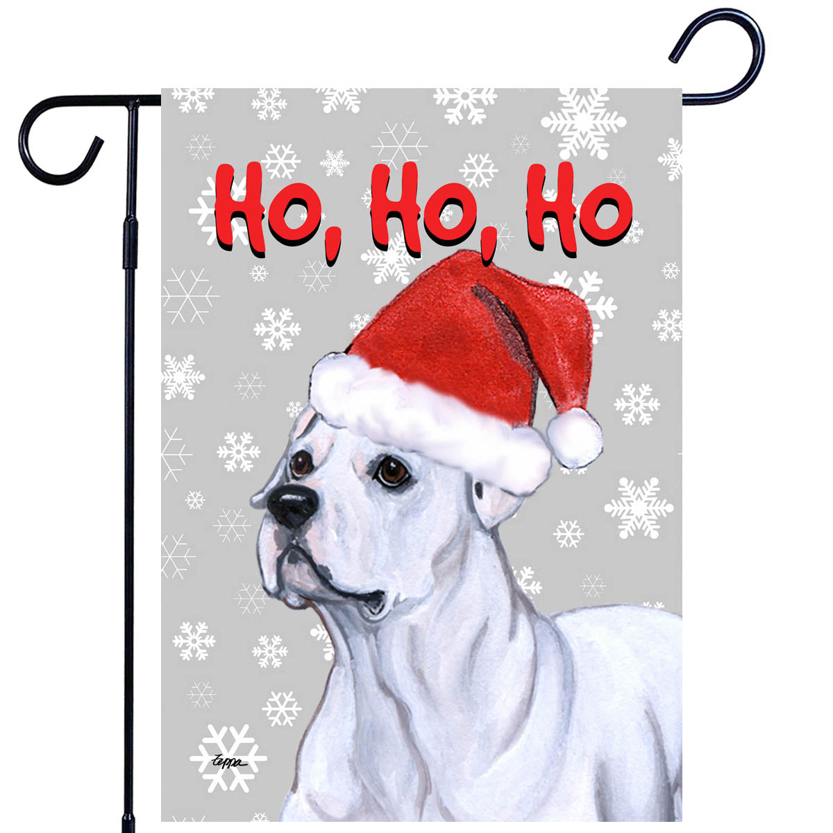 American Bulldog Ho Ho Ho Garden Flag