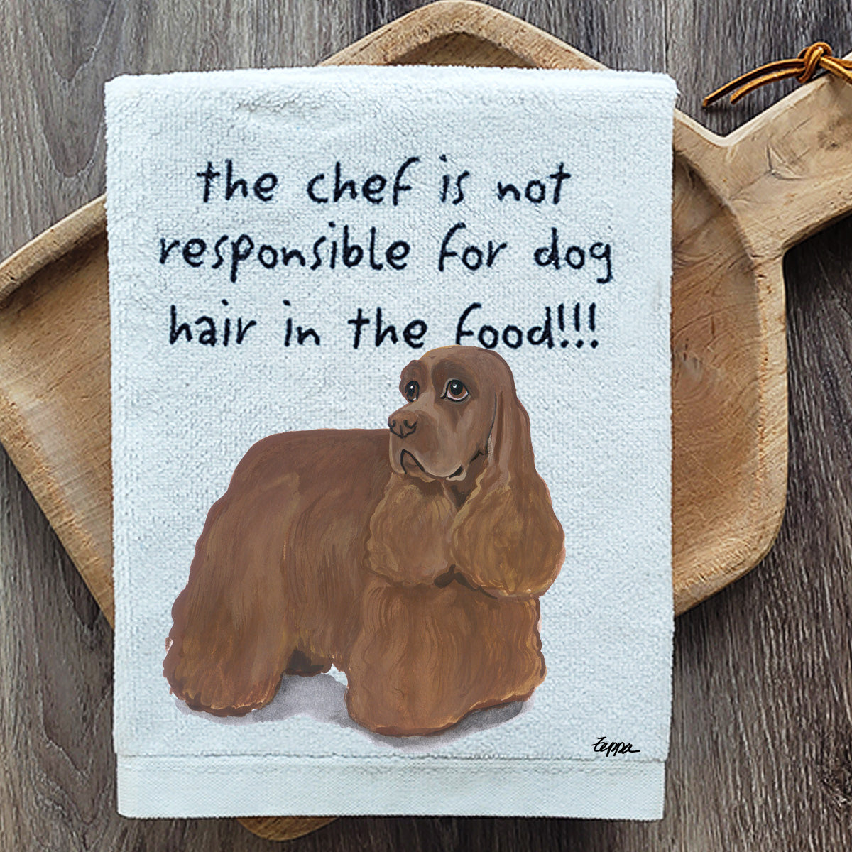 Pawsitively Adorable Chocolate American Cocker Spaniel Kitchen Towel