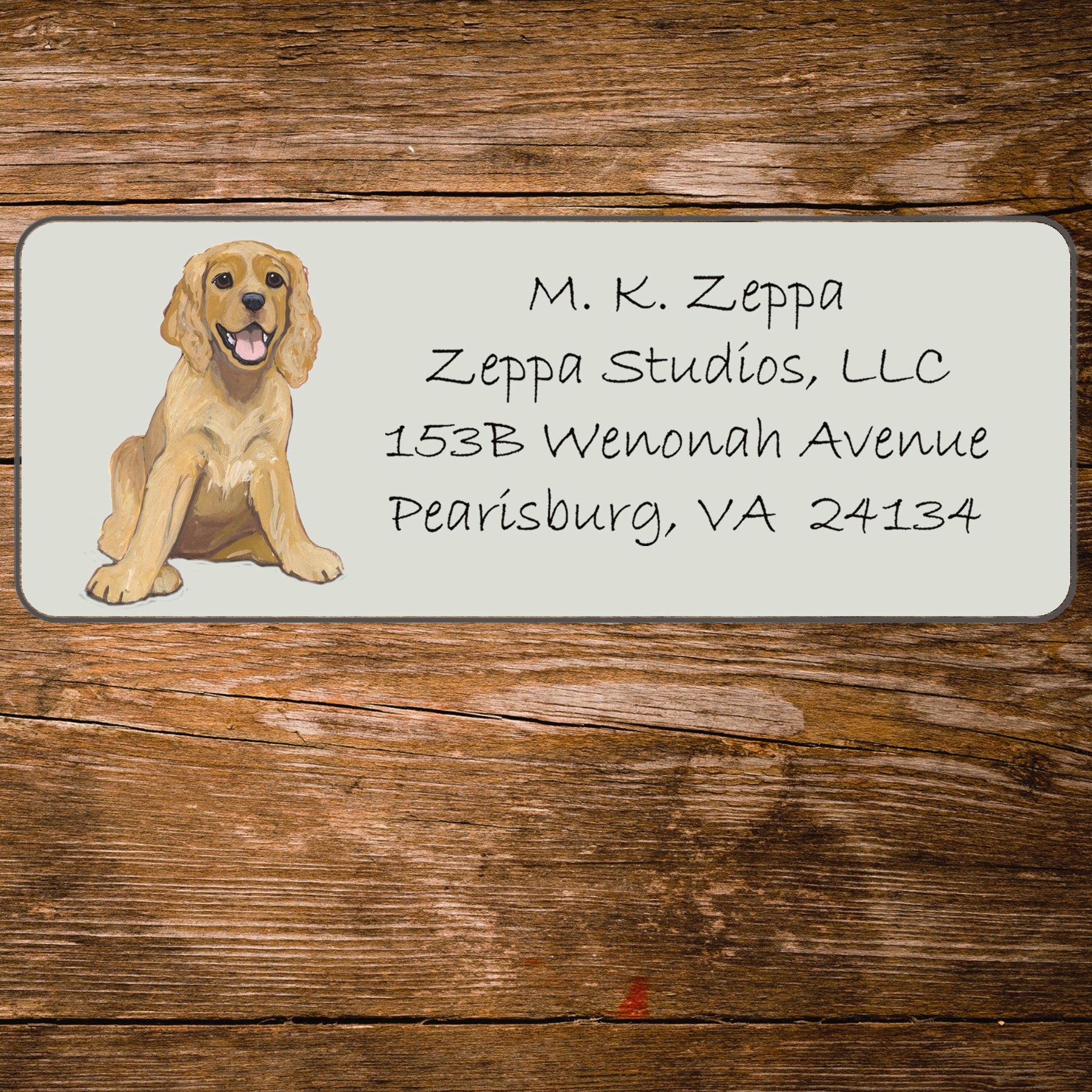 Address label with a Cocker Spaniel Puppy illustration