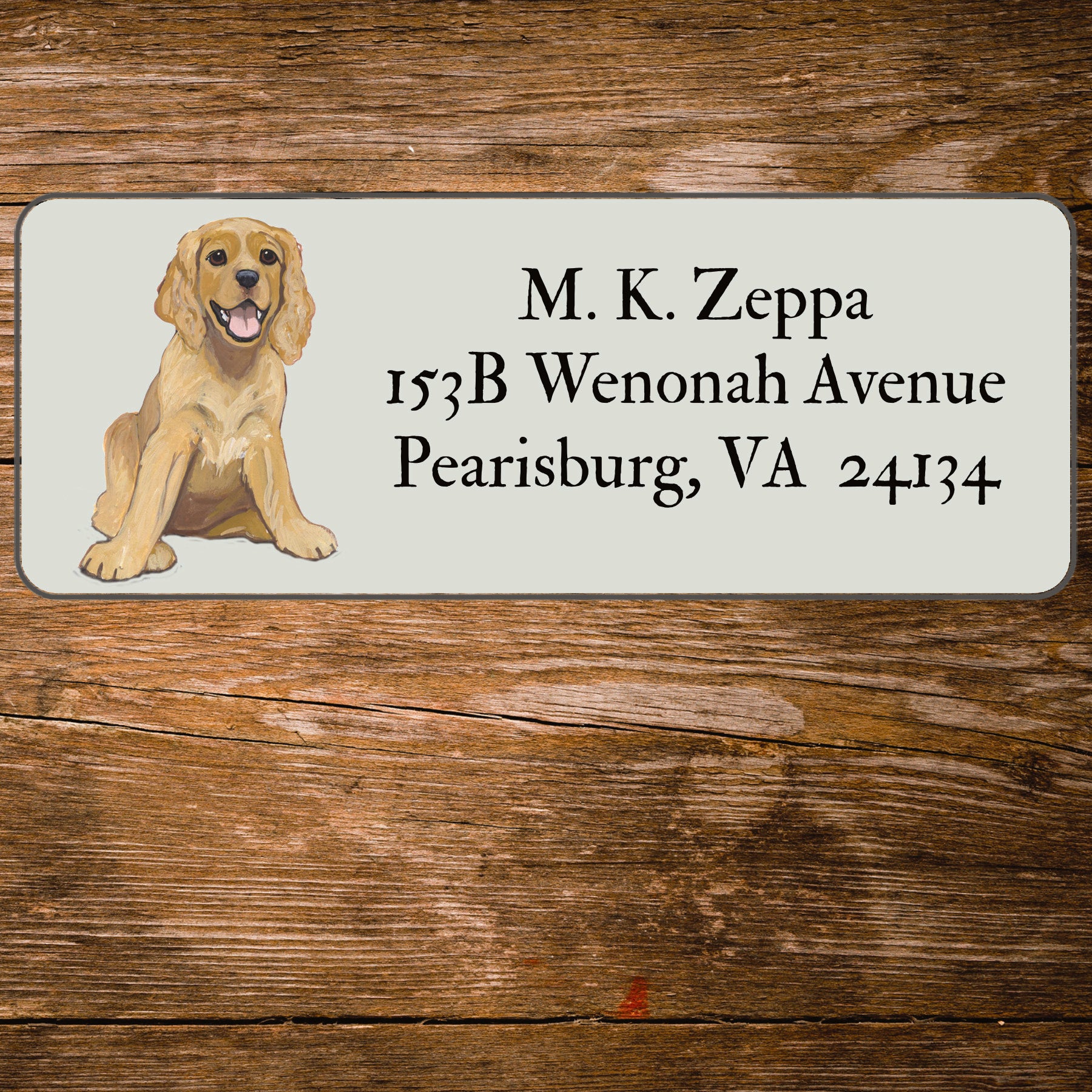 Address label with a Cocker Spaniel Puppy illustration