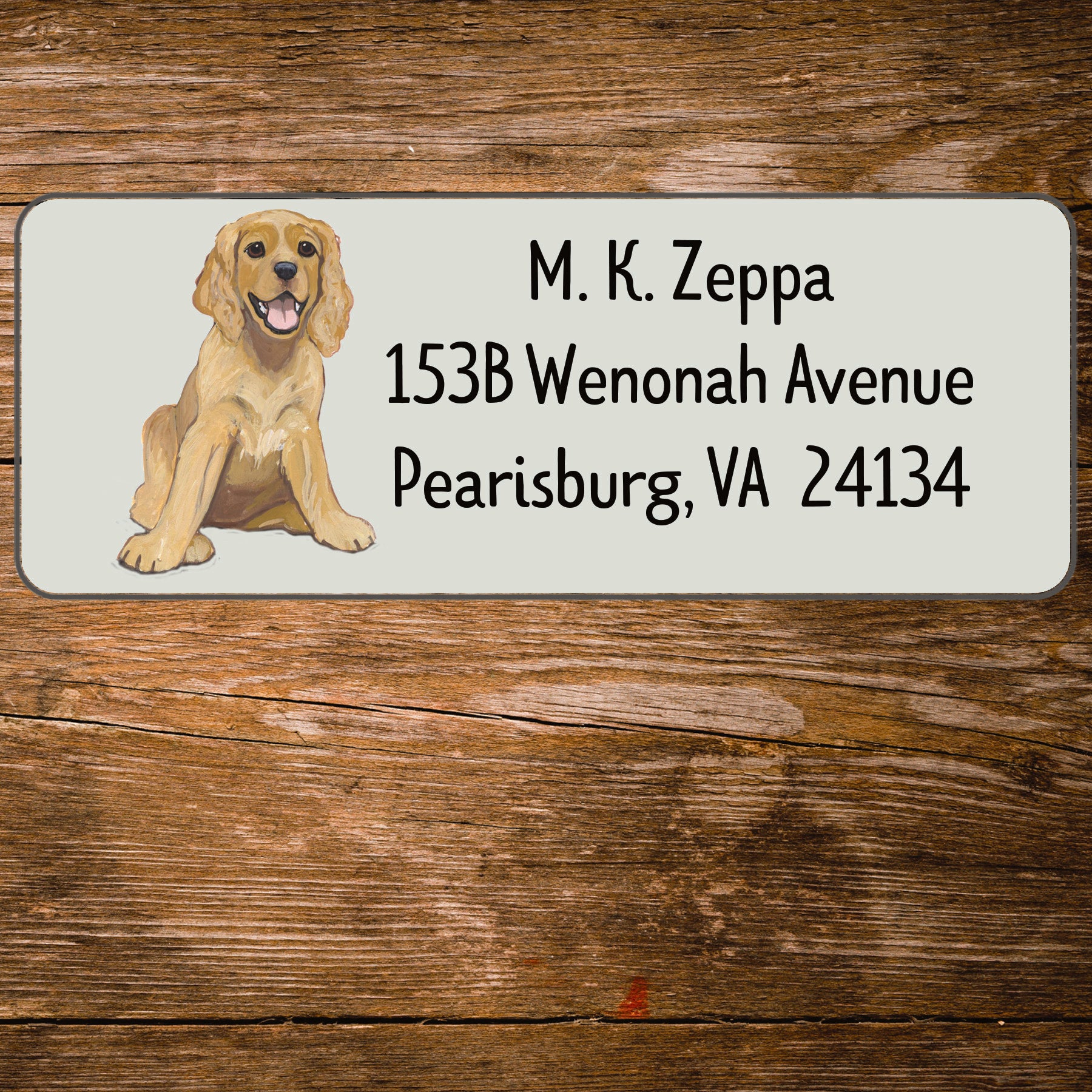 Address label with a Cocker Spaniel Puppy illustration