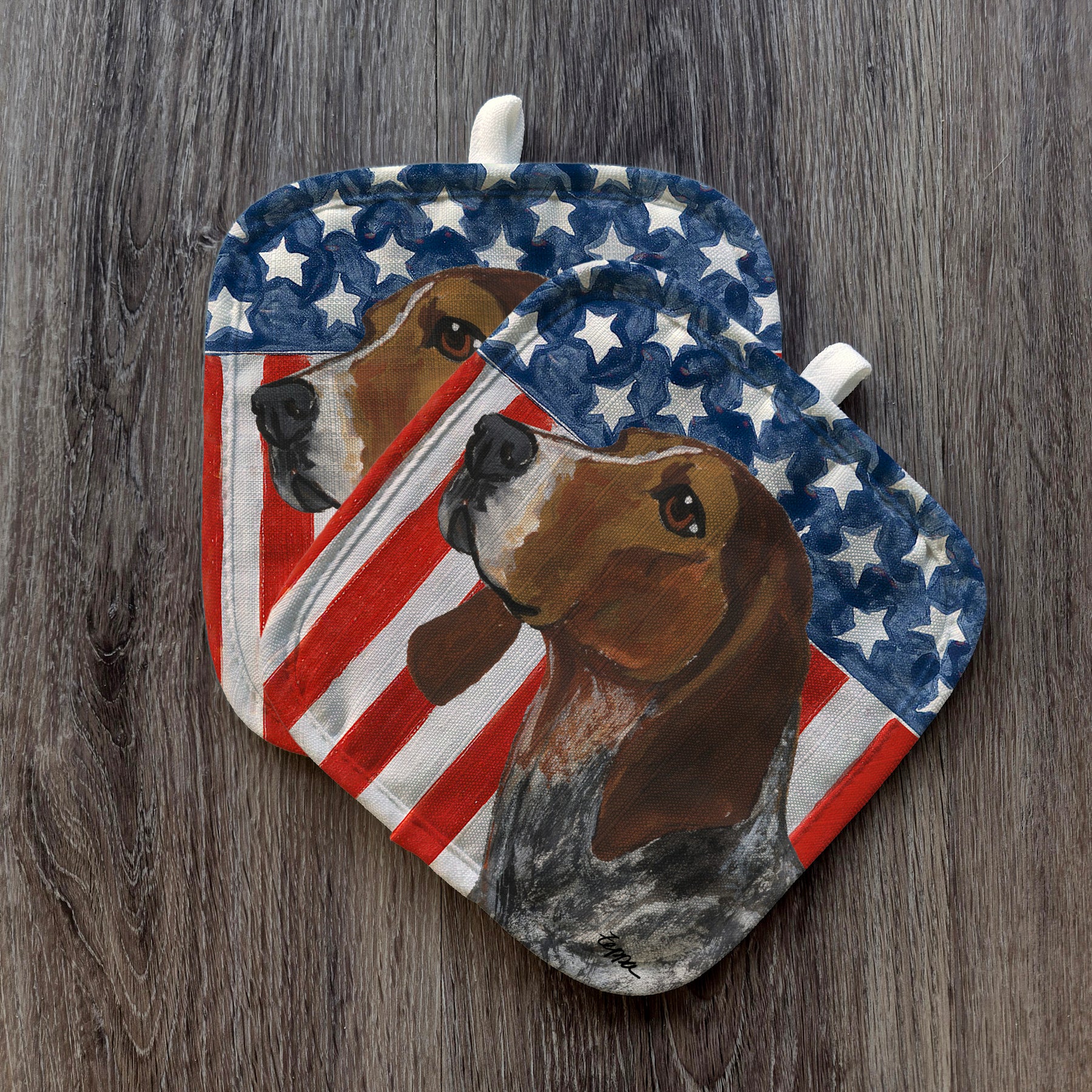 American English Coonhound Americana Pot Holder Set