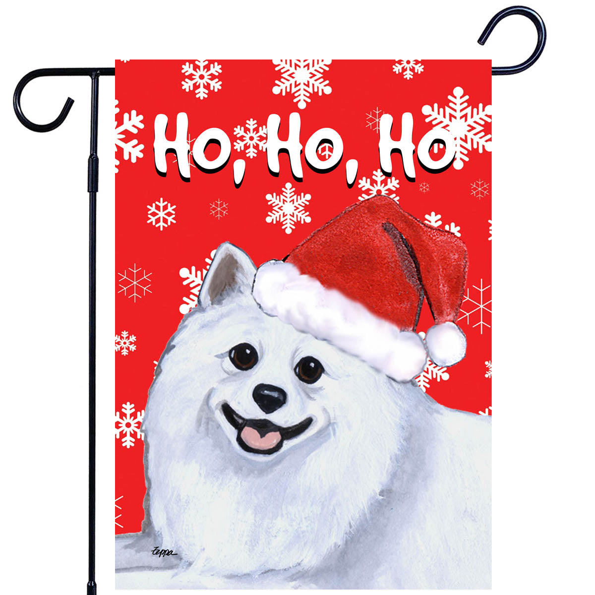 American Eskimo Dog Ho Ho Ho Garden Flag