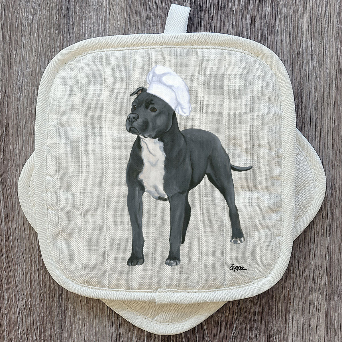 Black American Pit Bull Pot Holder