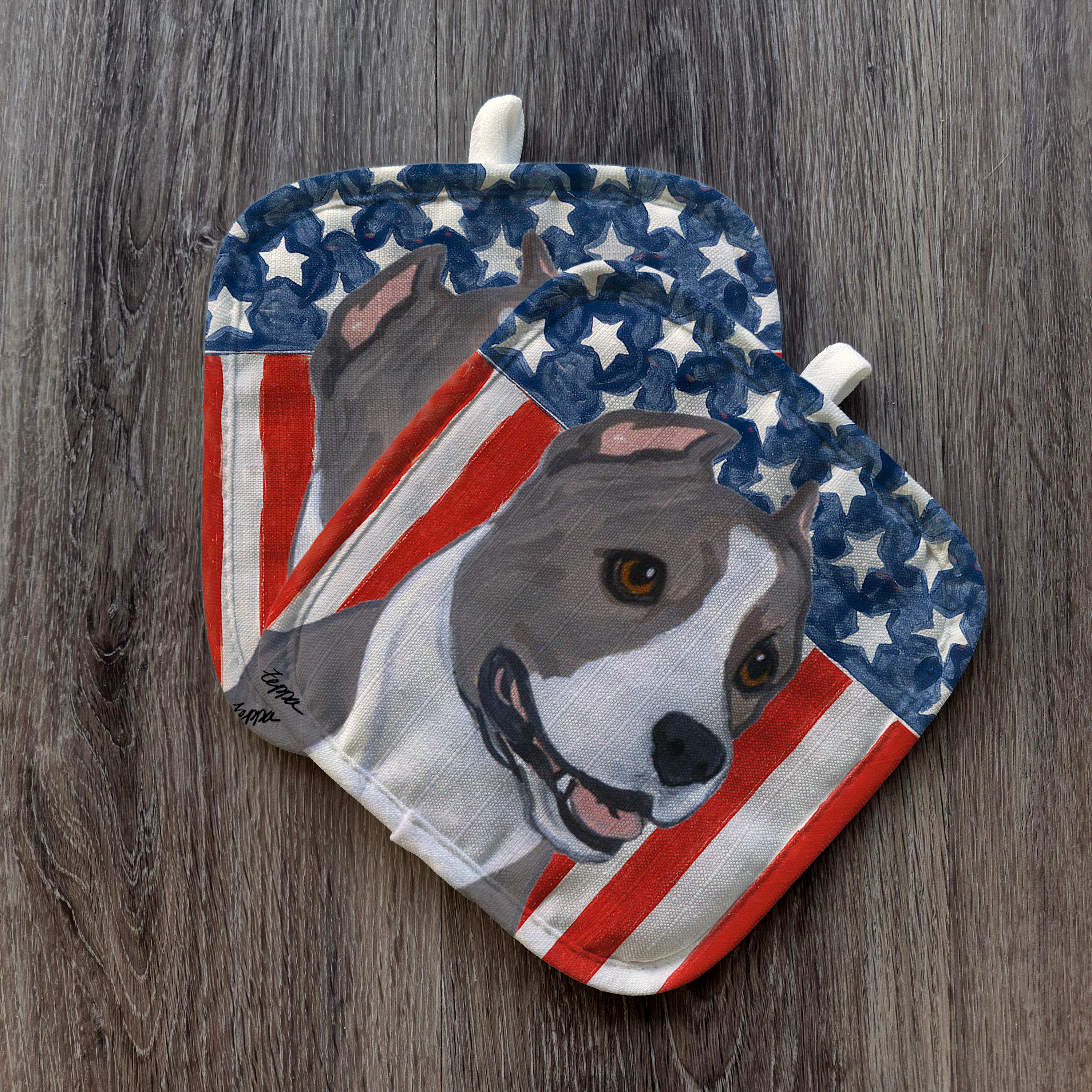 American Staffordshire Terrier Americana Pot Holder Set