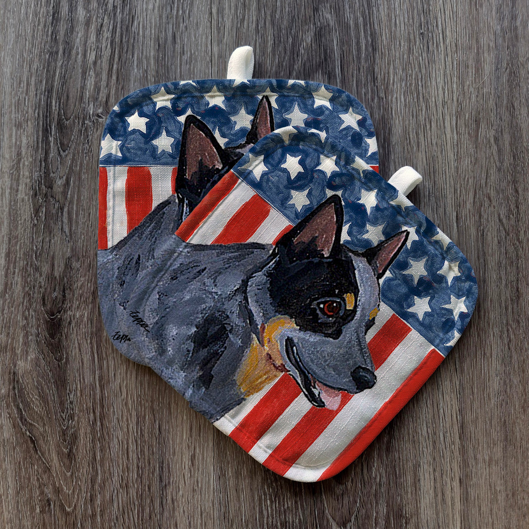 Australian Cattle Dog Americana Pot Holder Set