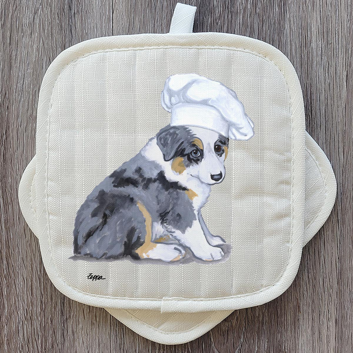 Australian Shepherd Puppy Pot Holders