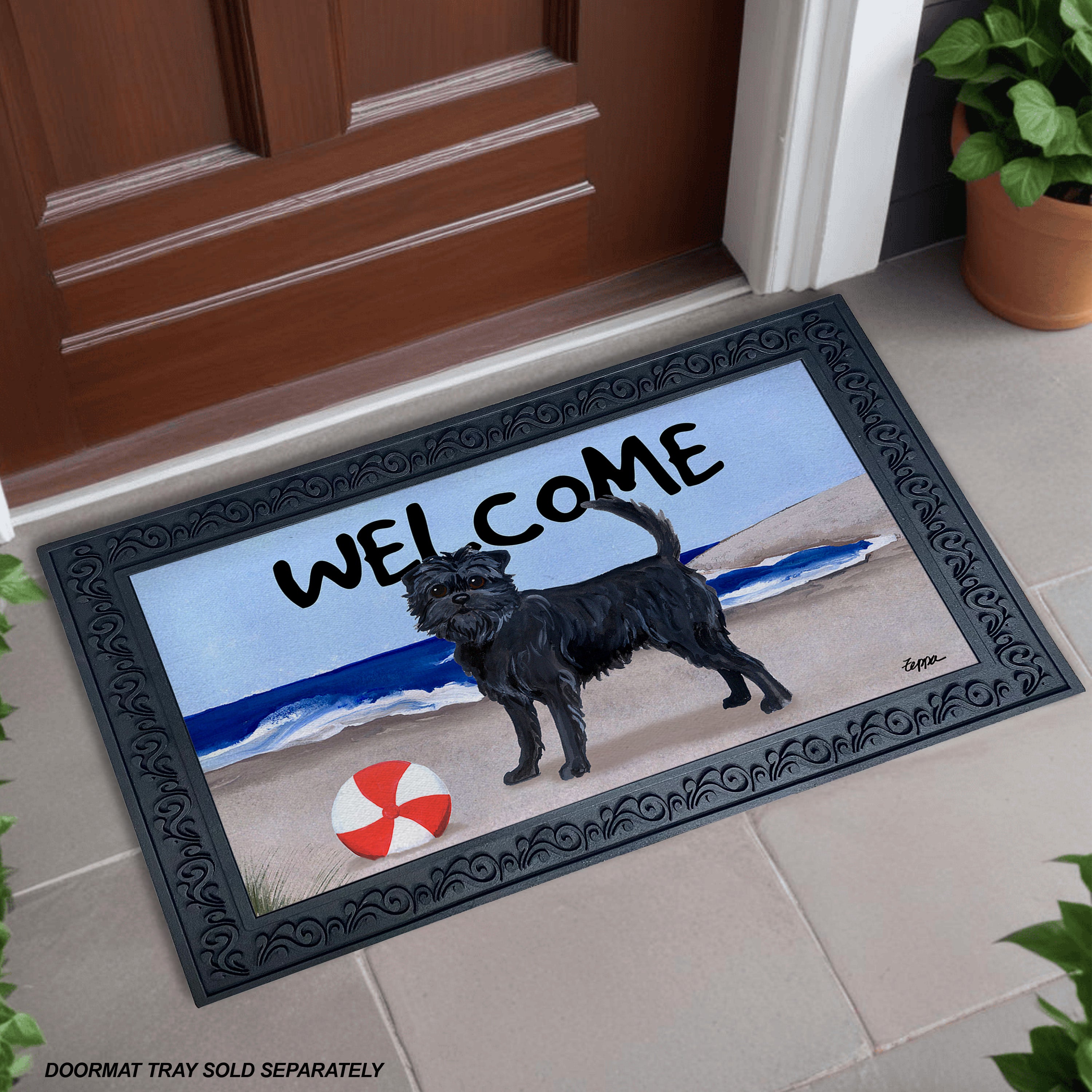 Affenpinscher Beach Scene Welcome Mat