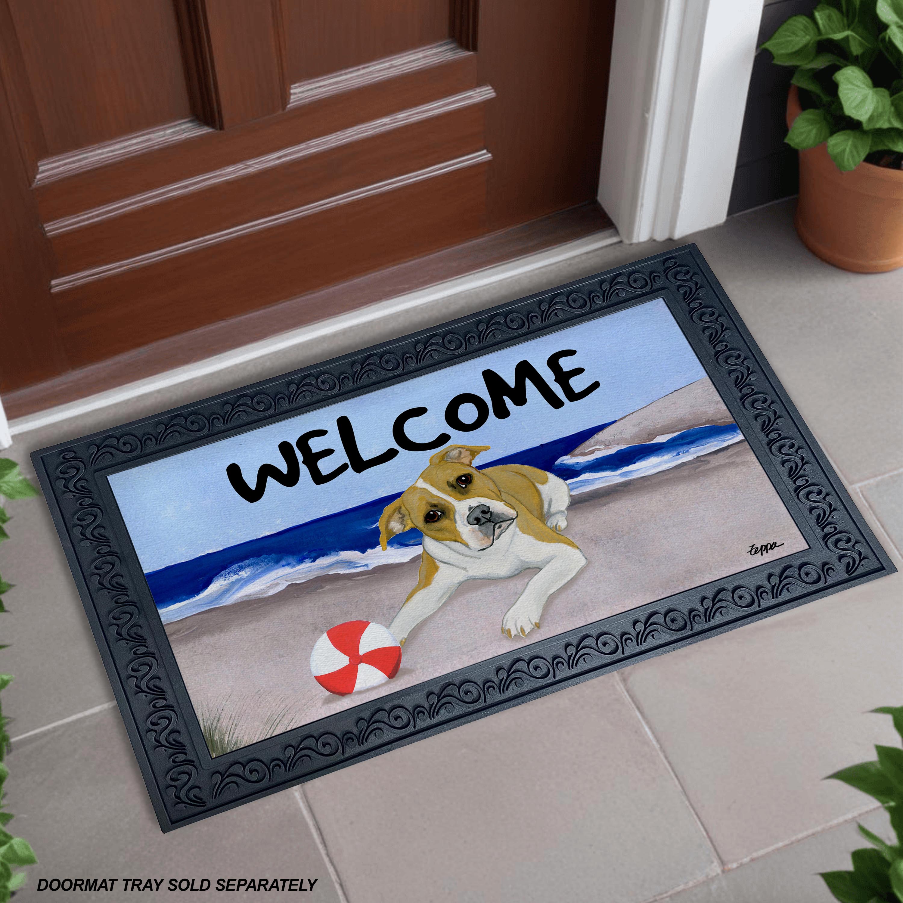 Pit Bull Beach Scene Welcome Mat