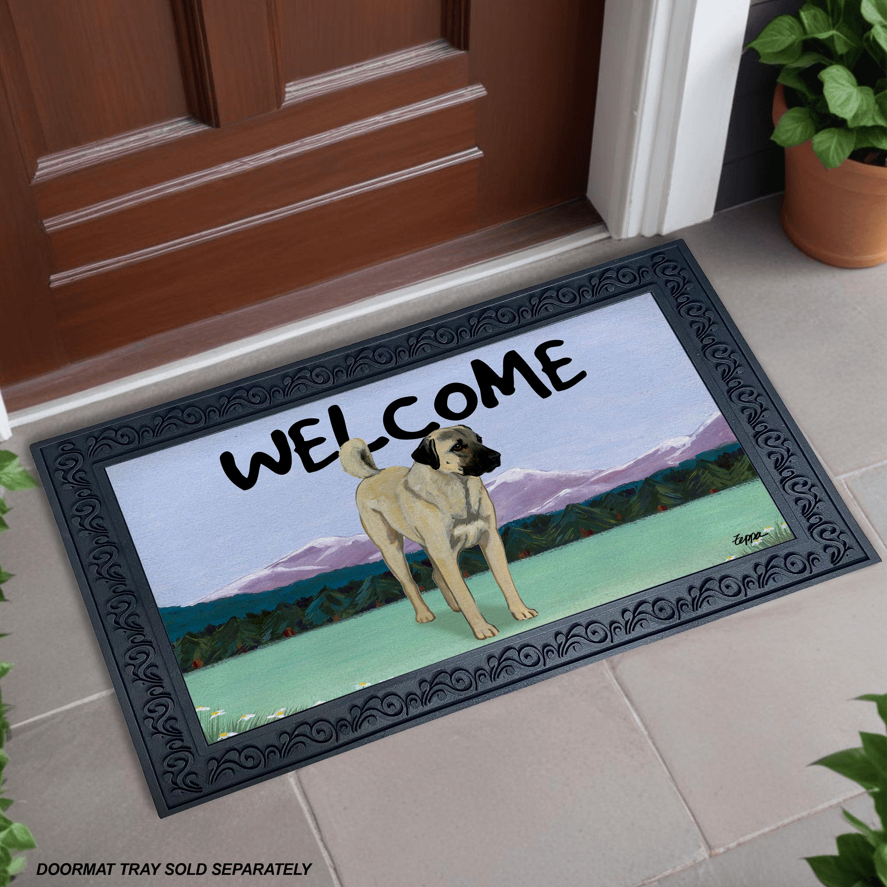 Anatolian Shepherd Mountain Scene Welcome Mat