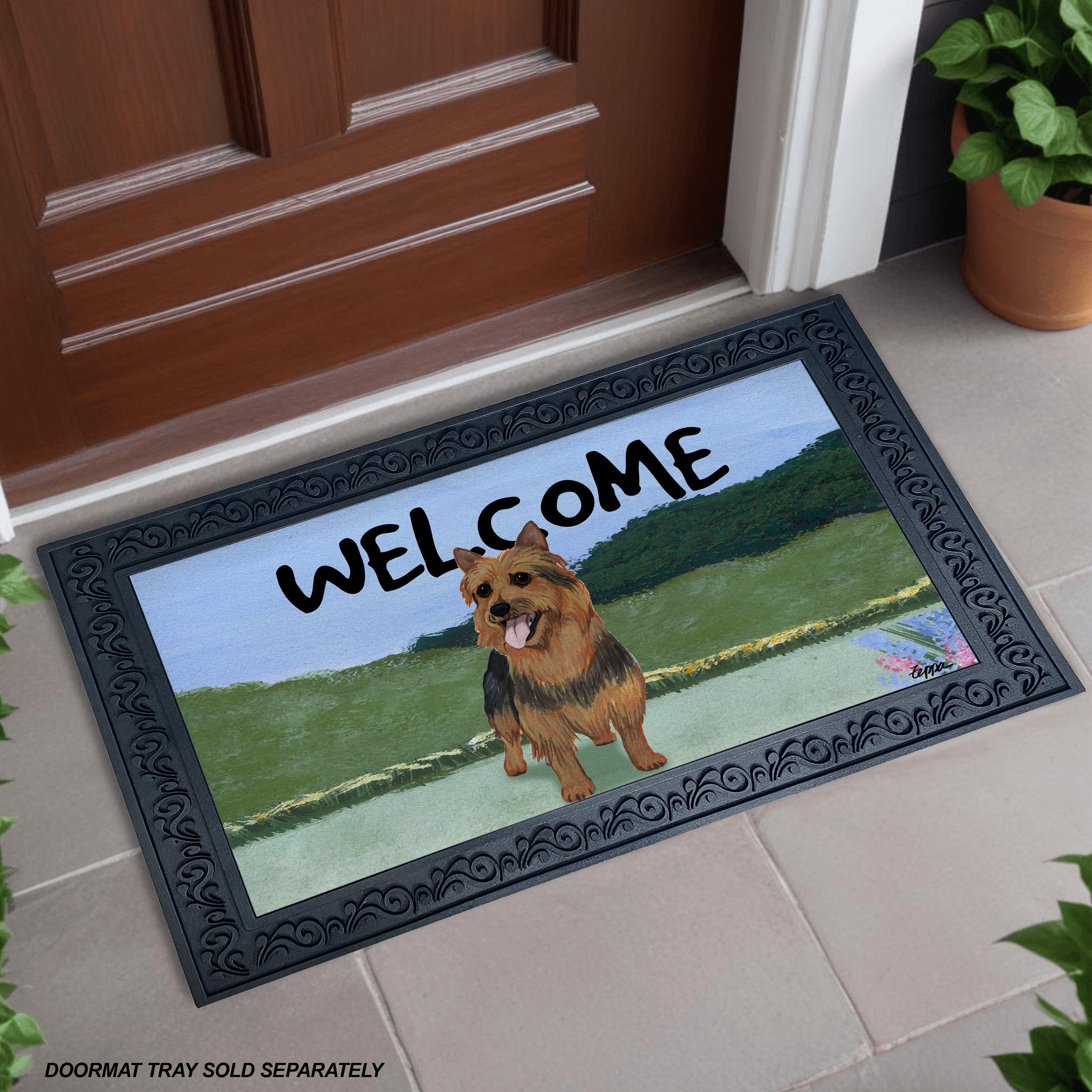 Australian Terrier Yard Scene Welcome Mat