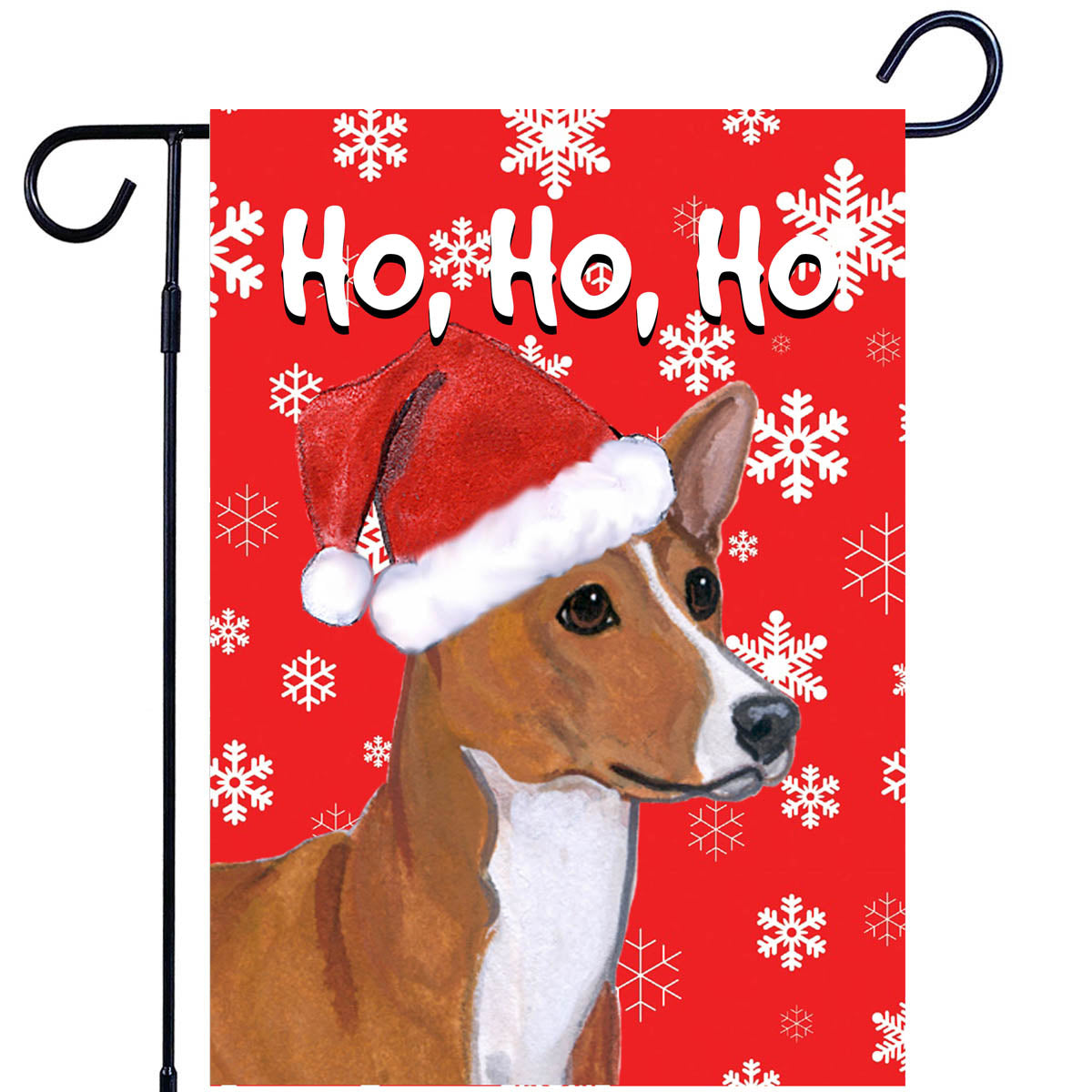 Basenji Ho Ho Ho Garden Flag