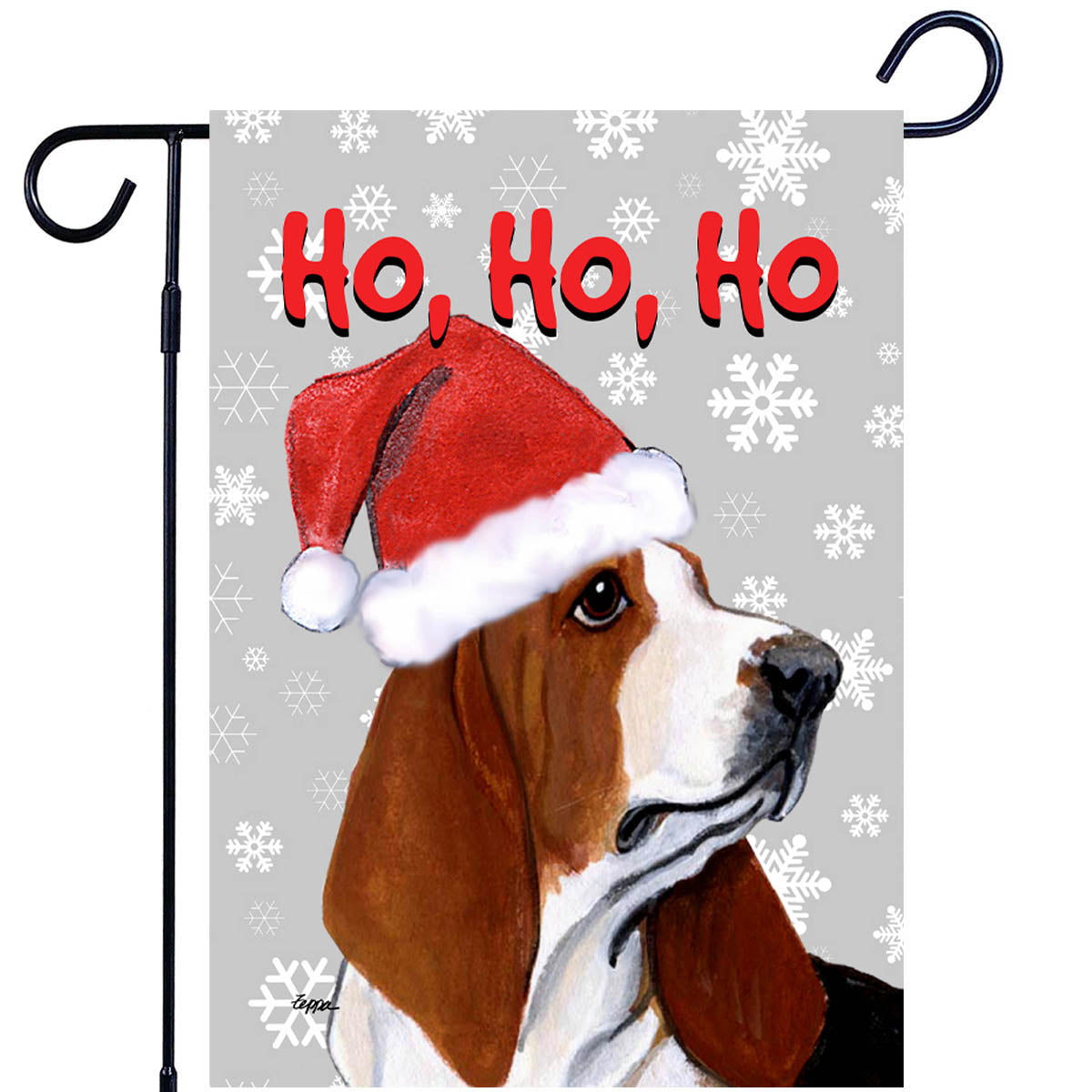 Basset Hound Ho Ho Ho Garden Flag