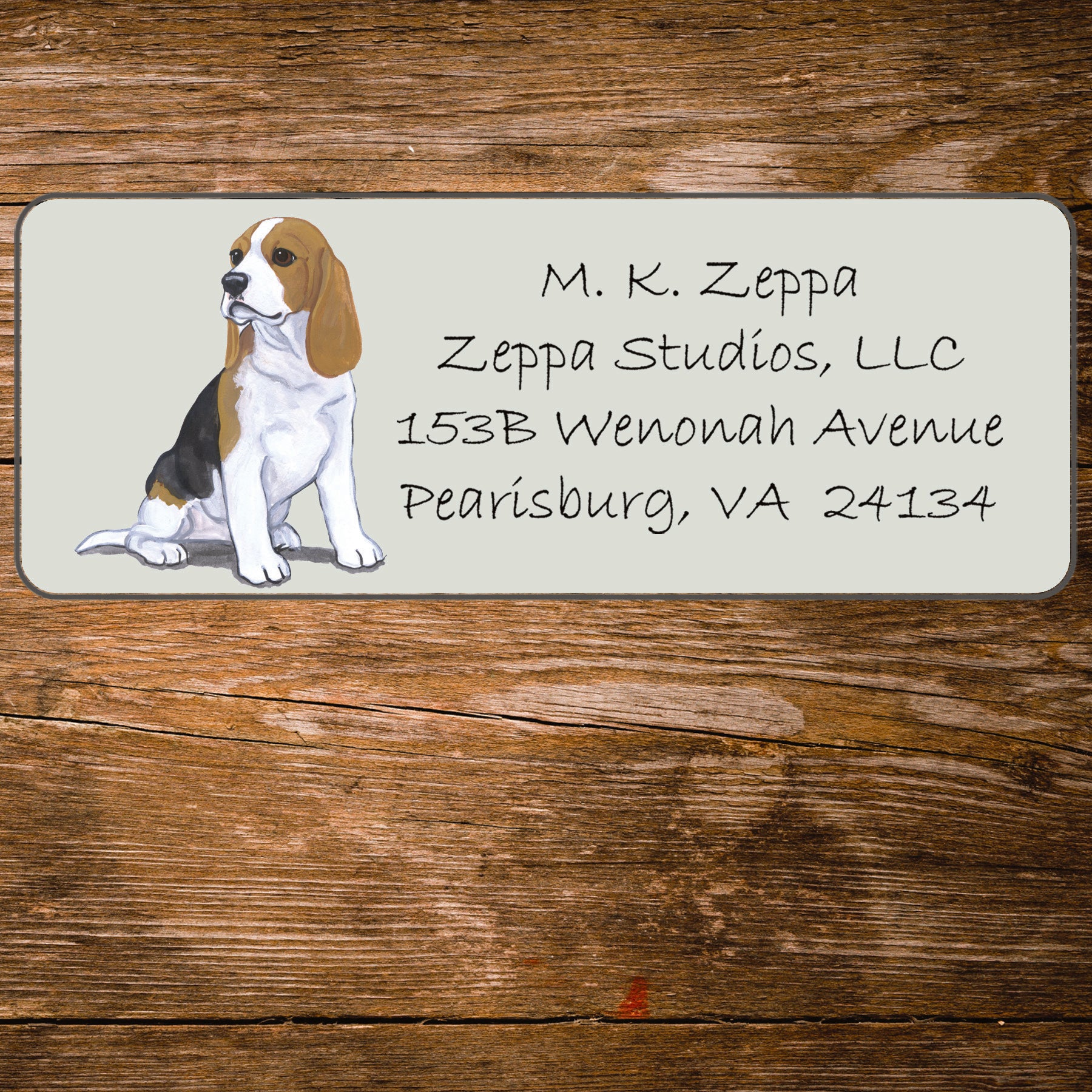 Return address label with a Beagle Puppy illustration