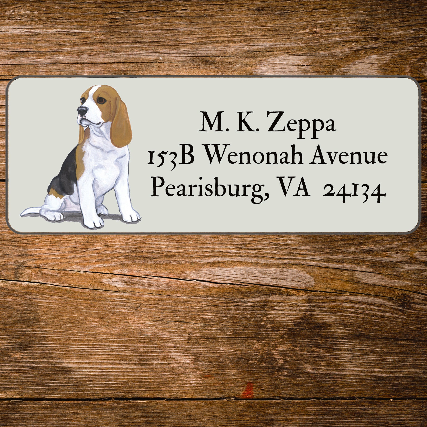 Return address label with a Beagle Puppy illustration