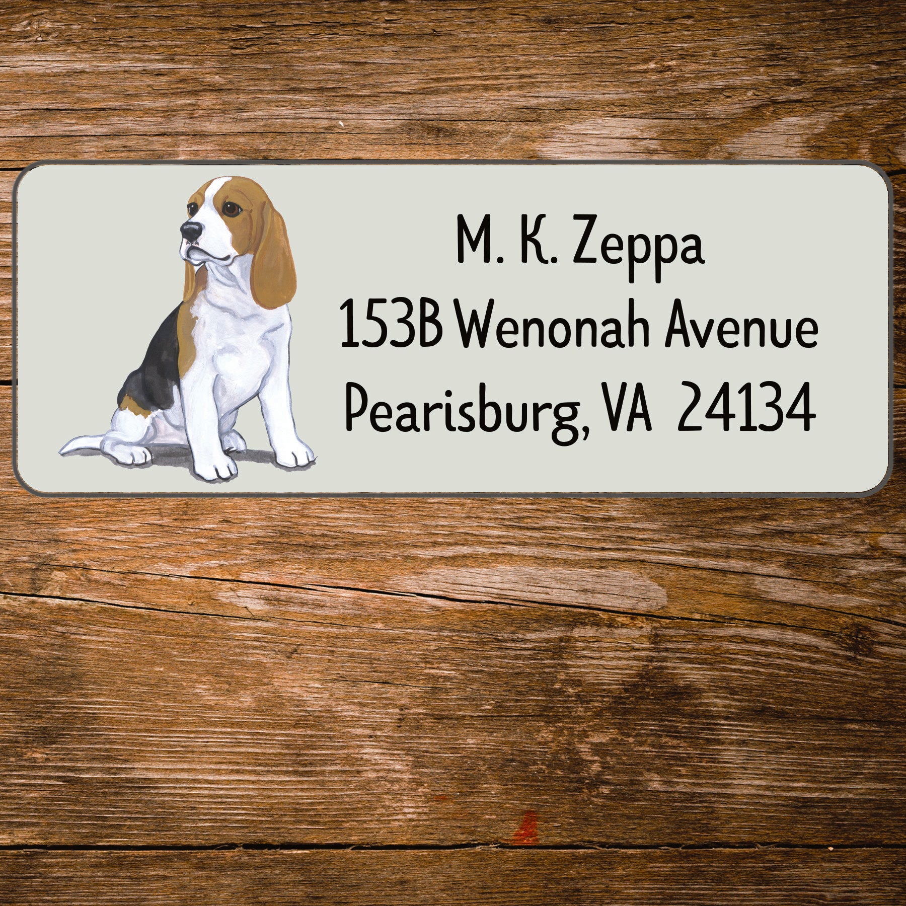 Return address label with a Beagle Puppy illustration