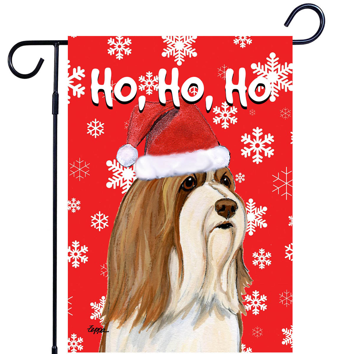 Bearded Collie Ho Ho Ho Garden Flag