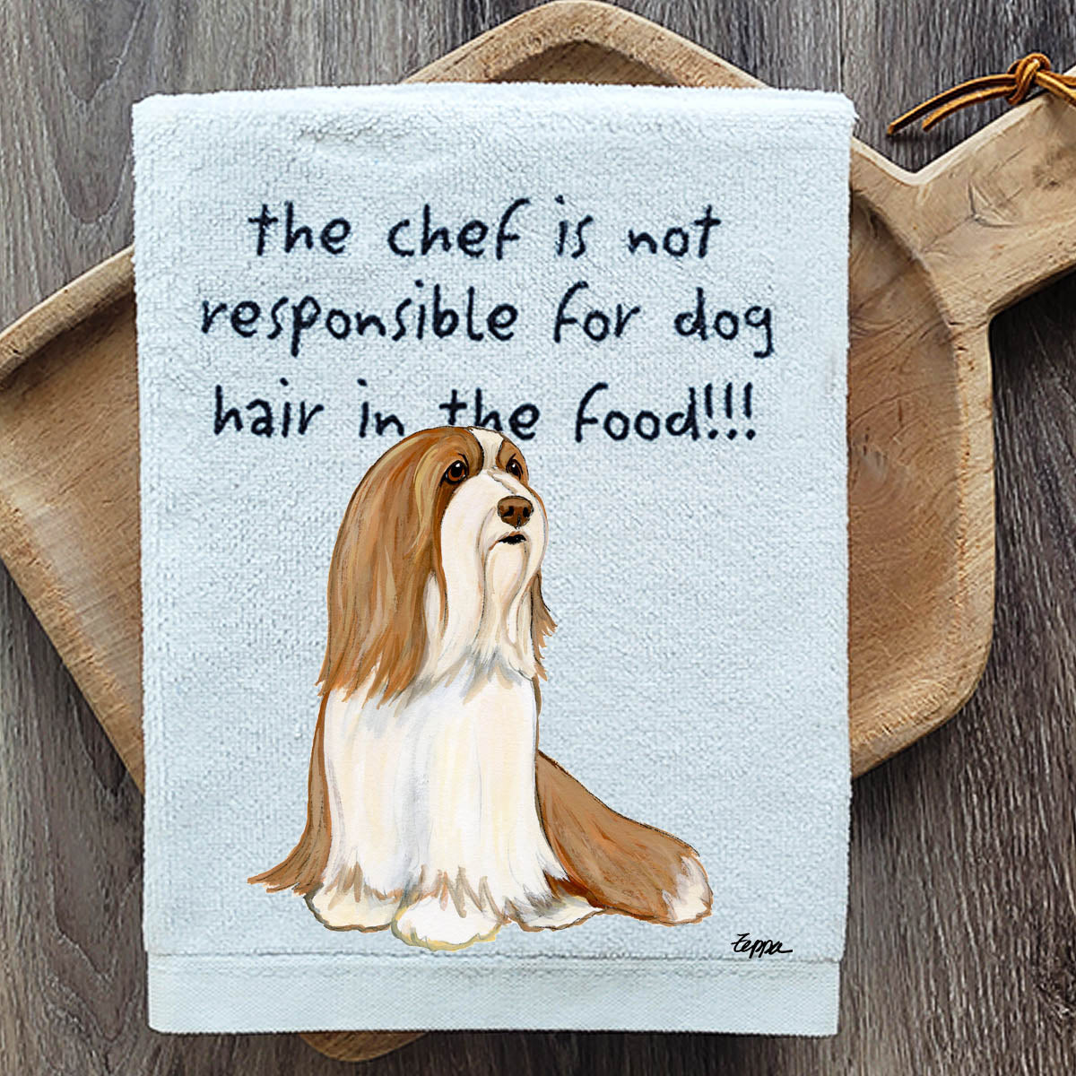 Pawsitively Adorable Brown Bearded Collie Kitchen Towel